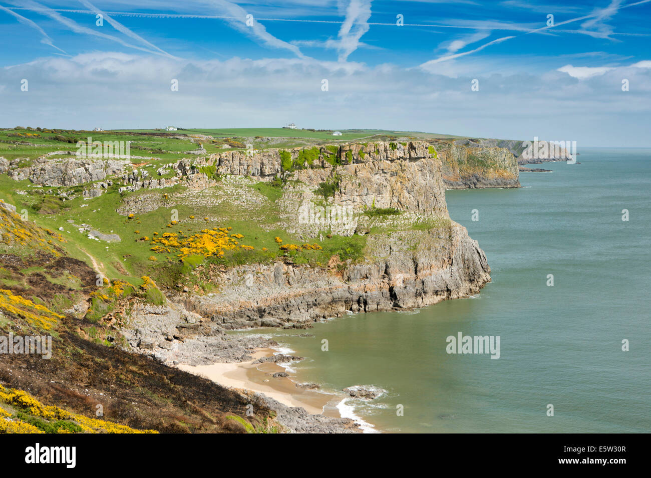 Royaume-uni, Pays de Galles, Swansea, Gower, Rhossili, Middleton, Mewslade Bay Banque D'Images