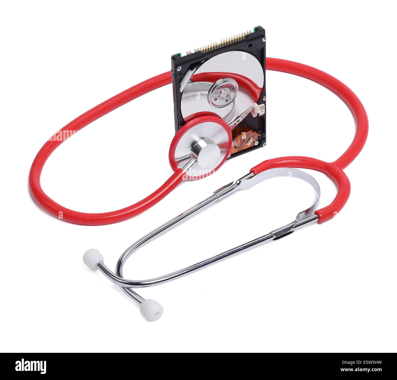 Disque dur de l'ordinateur et d'un stéthoscope Banque D'Images
