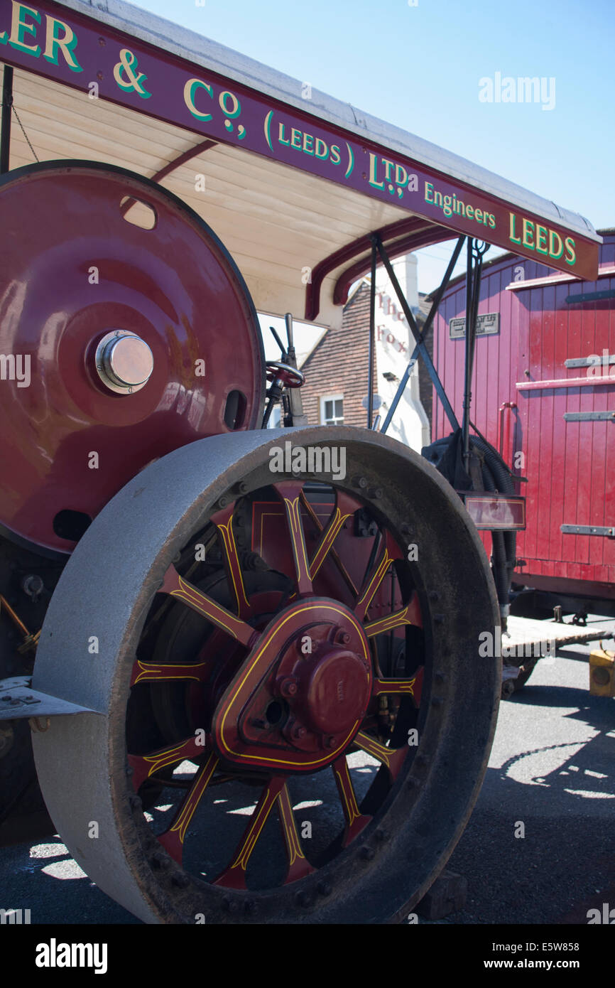 Moteur à vapeur traction routière close up de roue Banque D'Images