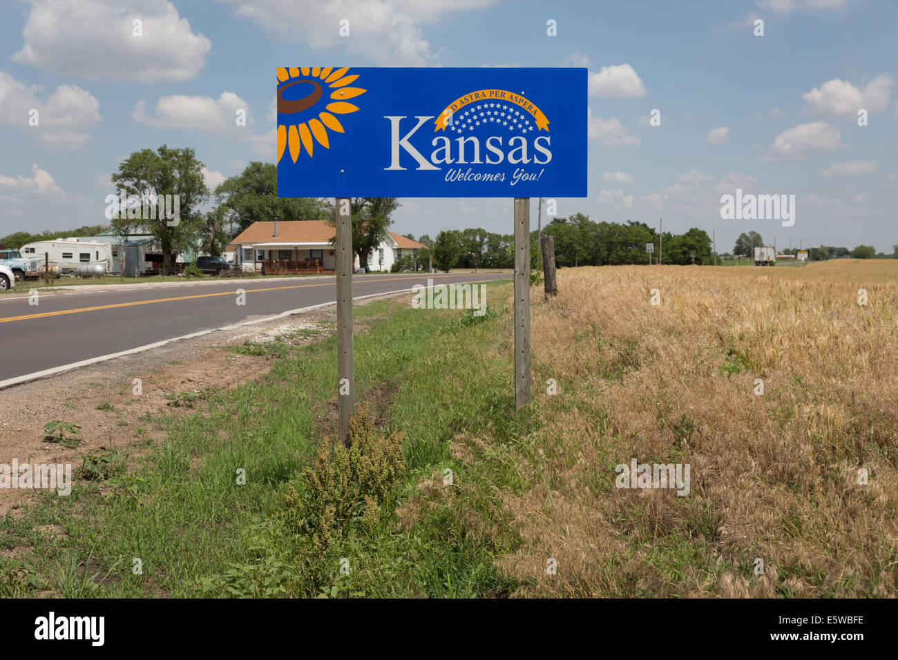 État du Kansas welcome sign Banque D'Images