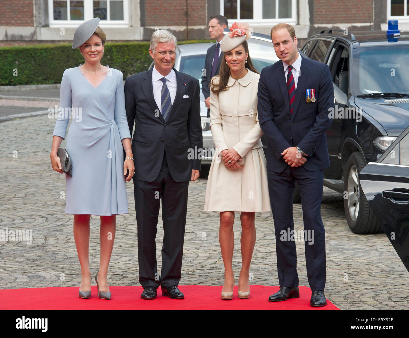 Le prince William, Kate Middleton, le Roi Philippe et la Reine Mathilde de Belgique Banque D'Images