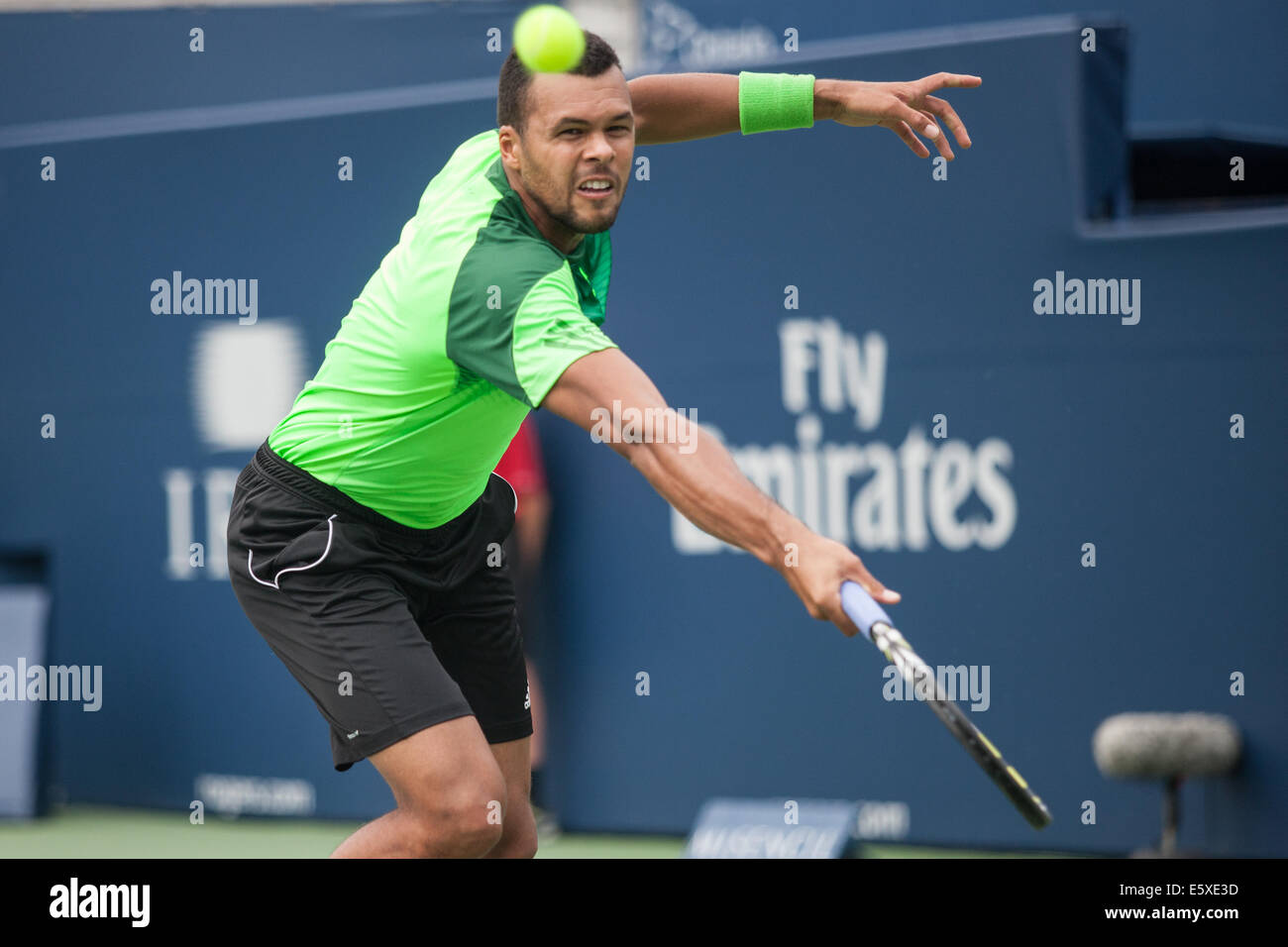 Toronto, Canada. 07Th Août, 2014. Yanina renvoie la balle lors de son match contre Novak Djokovic à la Coupe Rogers 2014 joué à Toronto le 7 août 2014. Tsonga a ensuite battu le numéro un mondial du classement en deux sets 6-2, 6-2. Credit : Mark Spowart/Alamy Live News Banque D'Images