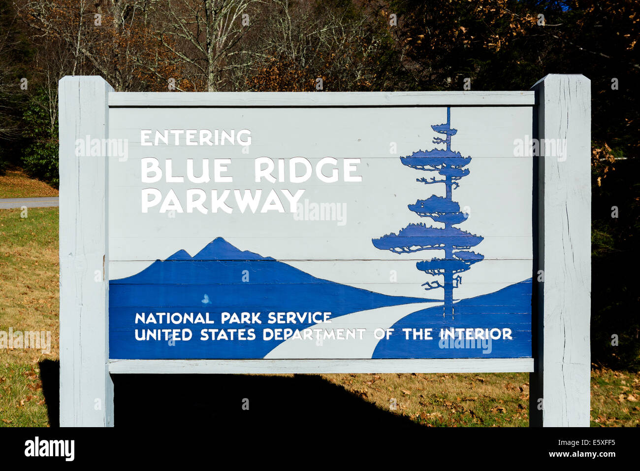 Entrée de la Blue Ridge Parkway près de Cherokee, Caroline du Nord, États-Unis Banque D'Images