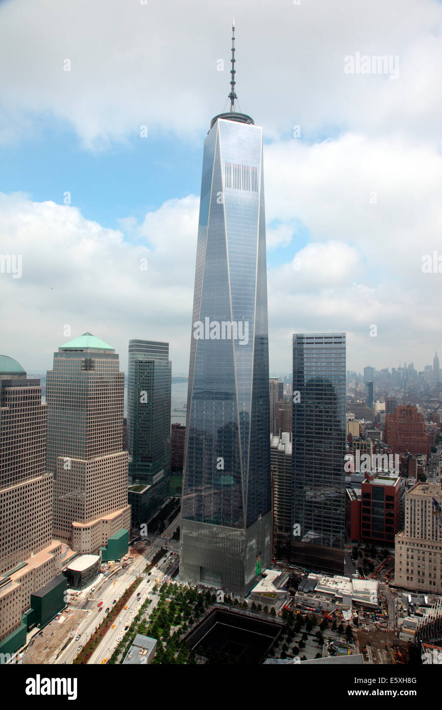 World Trade Center vu depuis le jardin de toit résidentiel W. Banque D'Images