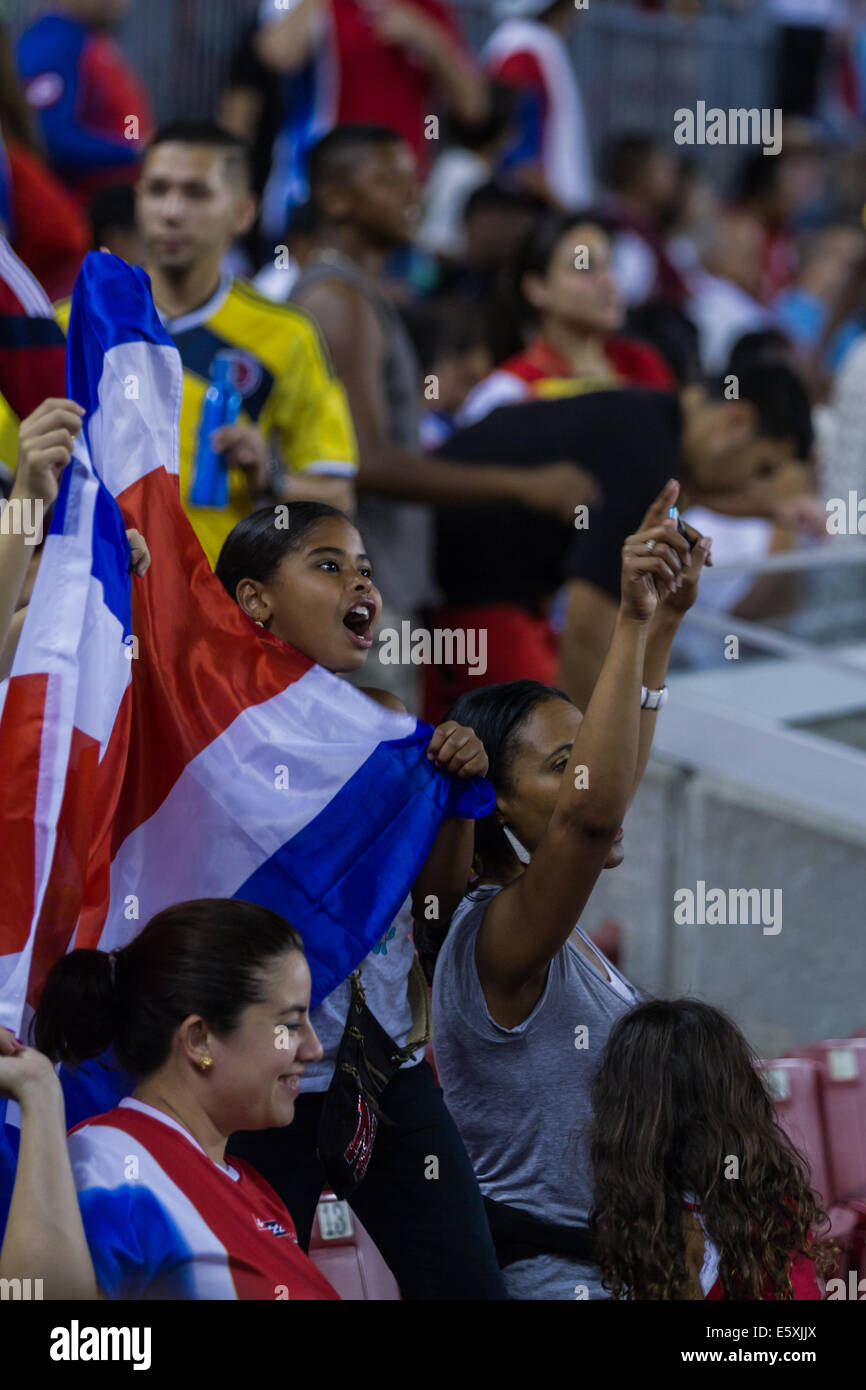 Tampa, Floride - 02 juin : les amateurs de football du Costa Rica se délectent au Costa Rica Japon vrs ; jeu 02 juin 2014 à Tampa en Floride Banque D'Images