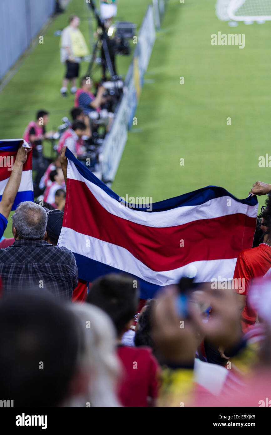 Tampa, Floride - 02 juin : les amateurs de football du Costa Rica se délectent au Costa Rica Japon vrs ; jeu 02 juin 2014 à Tampa en Floride Banque D'Images