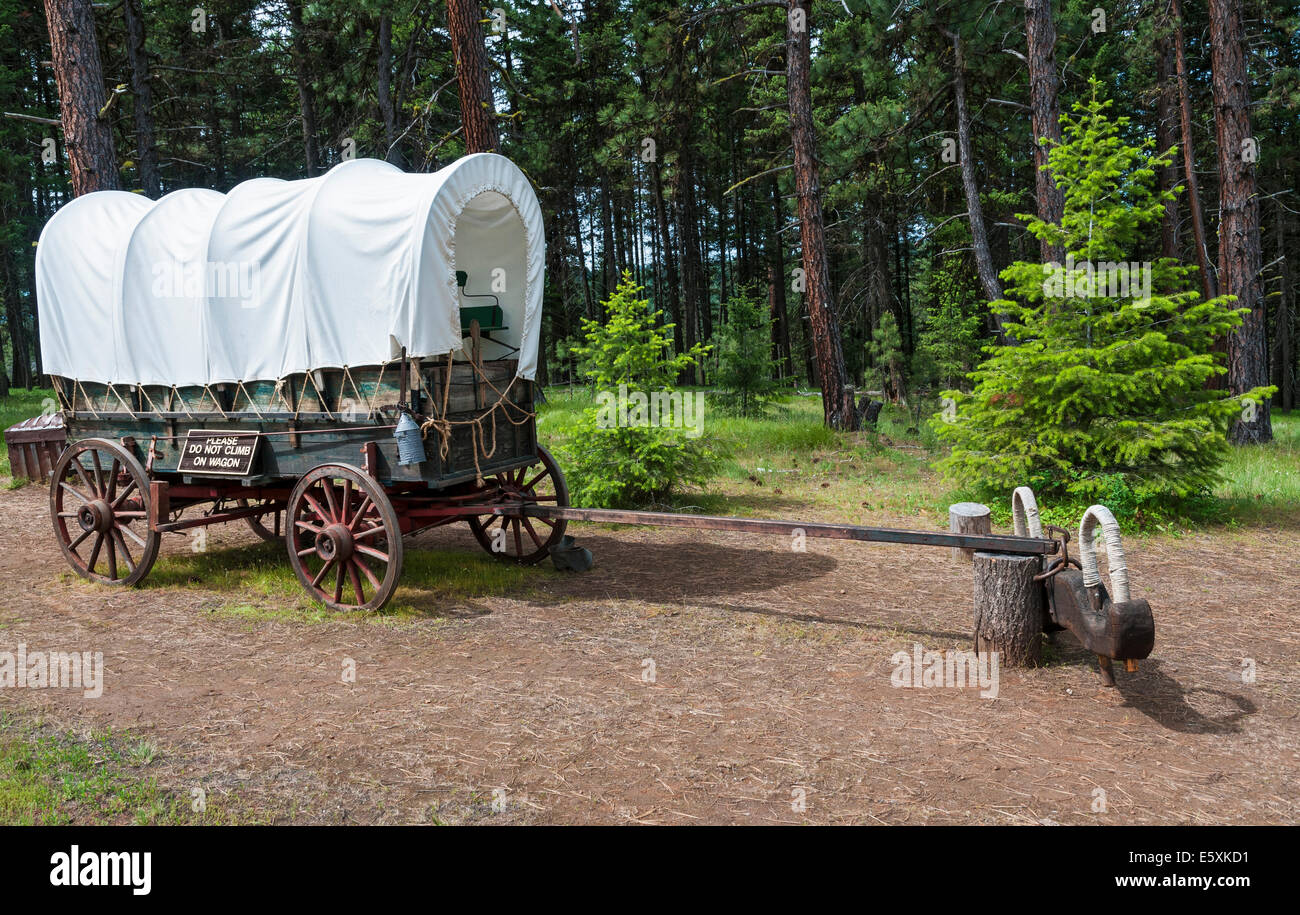 Blue Mountain Crossing, Oregon Trail Interpretive Park, près de La Grande, de l'Oregon, couvert publicitaire Banque D'Images