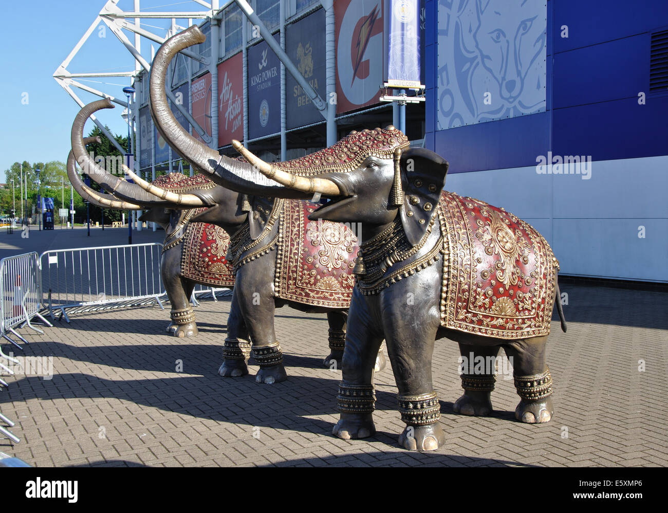 Les éléphants de promotion, la King Power Stadium, le Club de football de Leicester, Leicester, England, UK Banque D'Images