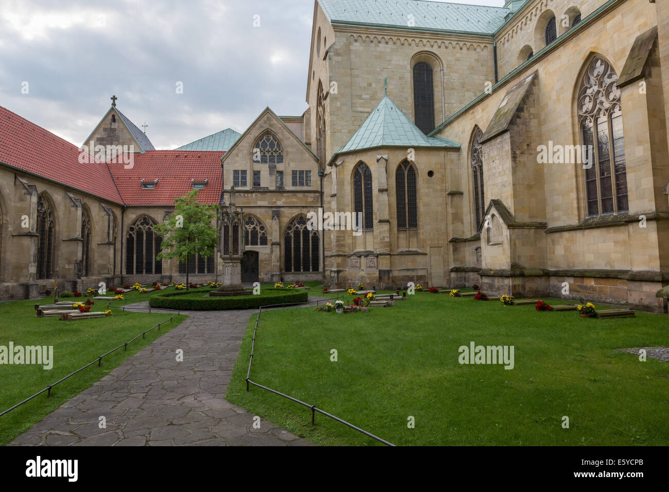 La cour intérieure de la Dom (cathédrale) à Münster Banque D'Images