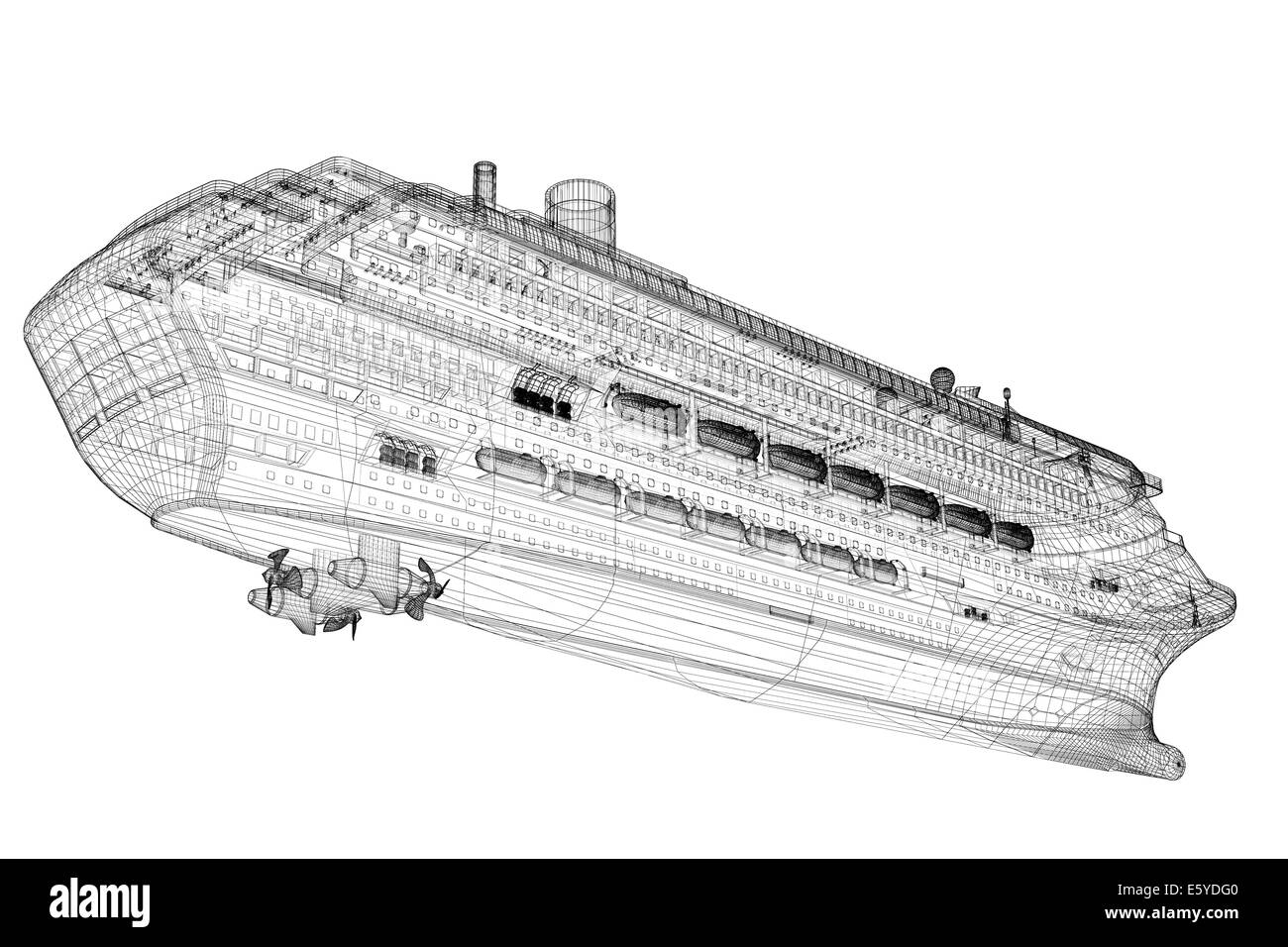 Un paquebot de croisière, navire, structure de corps, modèle de fil Banque D'Images
