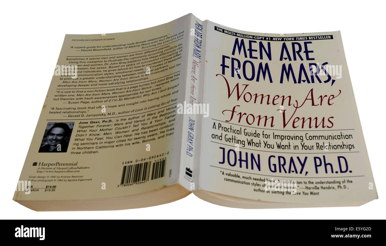 Les hommes viennent de Mars, les femmes viennent de Vénus de John Gray Banque D'Images