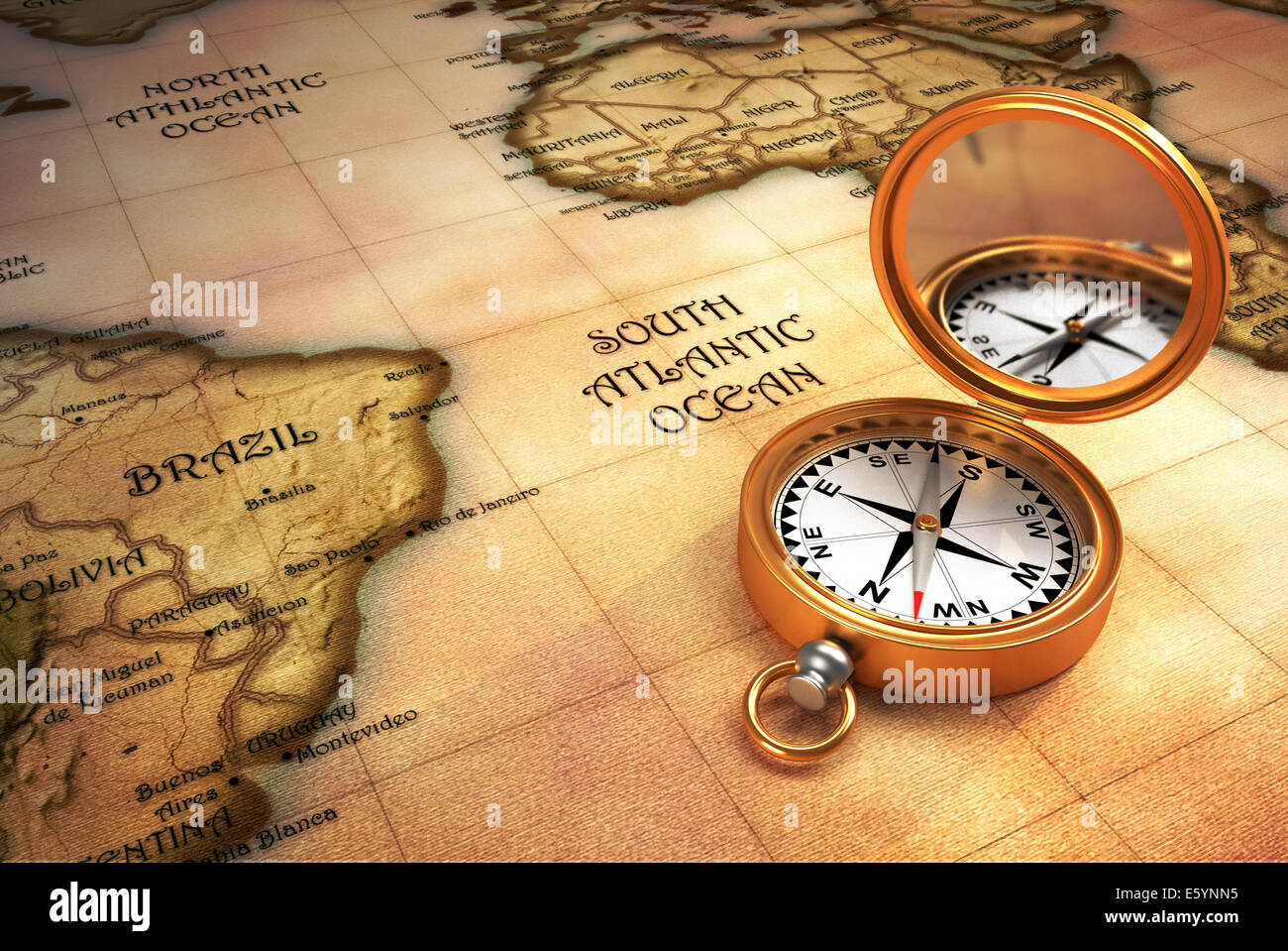 Dessin Ancien Compas Boussole Orientation Et Une Vieille