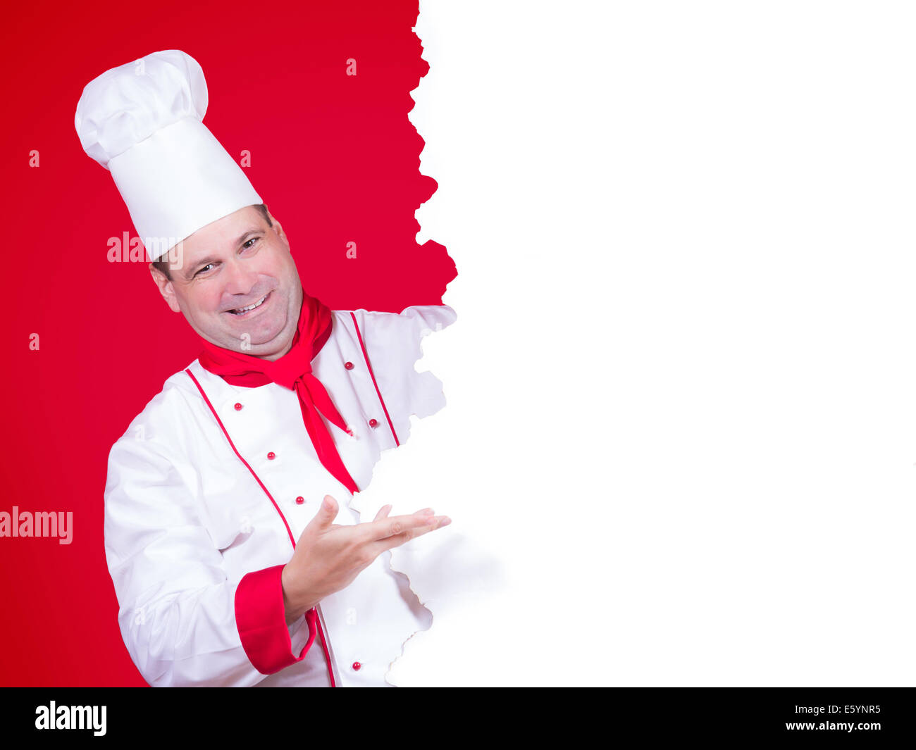Le chef propose un menu Banque D'Images