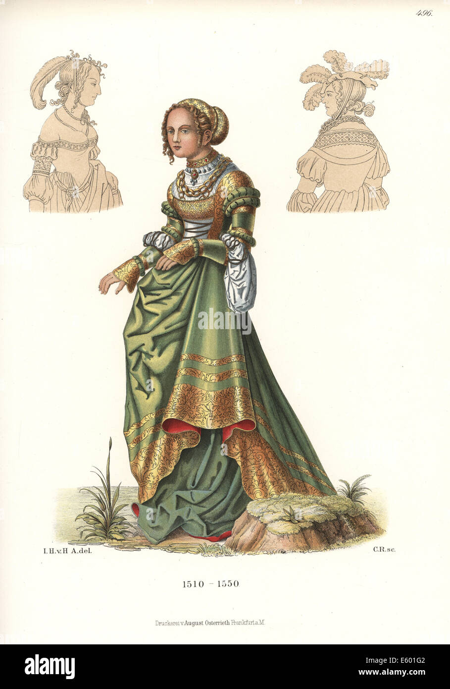 Costume d'une allemande, première moitié du xvie siècle. Banque D'Images