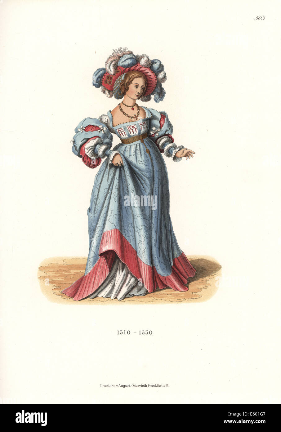 Costume de femme noble Suisse, première moitié du xvie siècle. Banque D'Images
