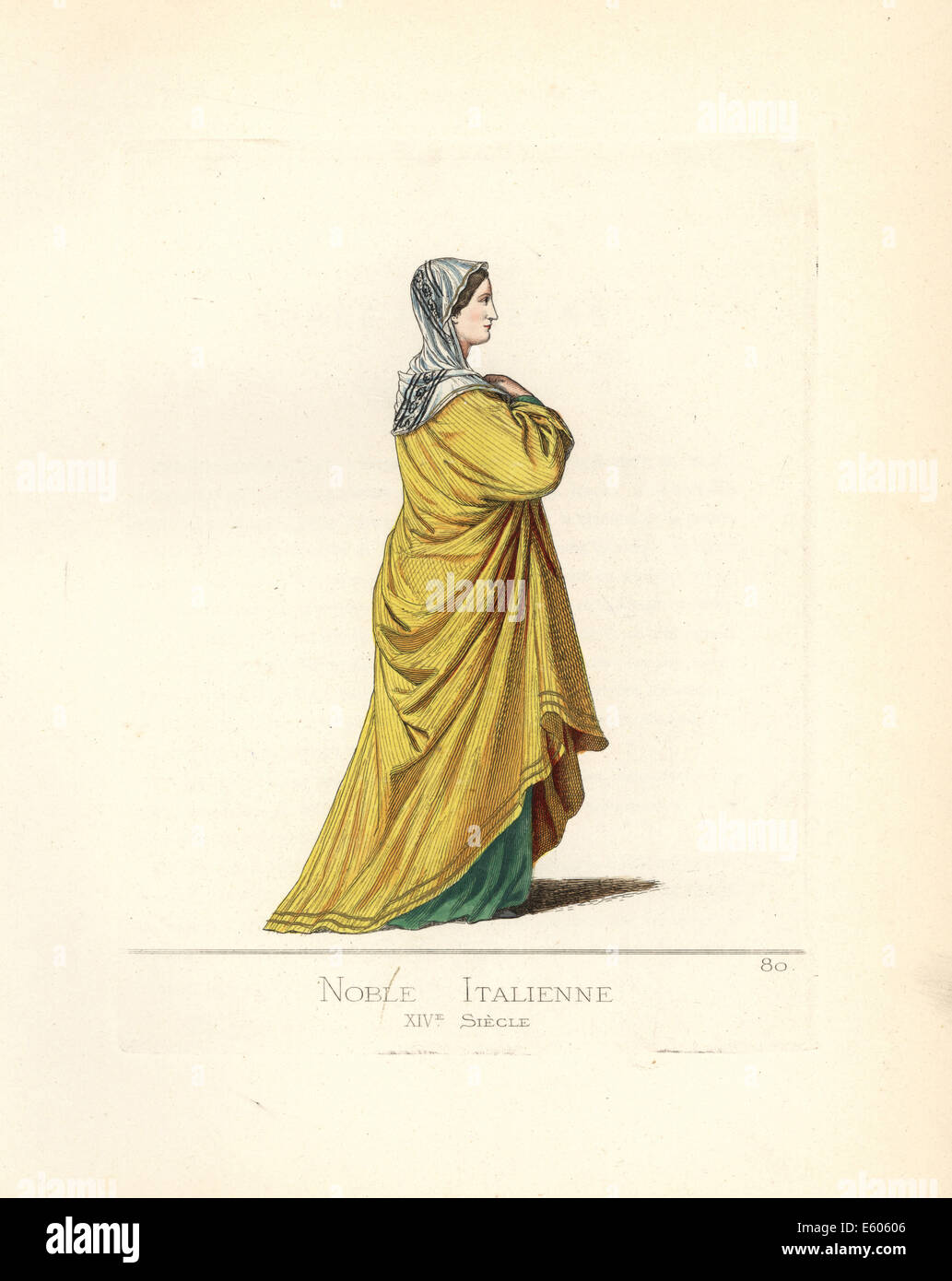 Femme noble italien, 14ème siècle. Banque D'Images