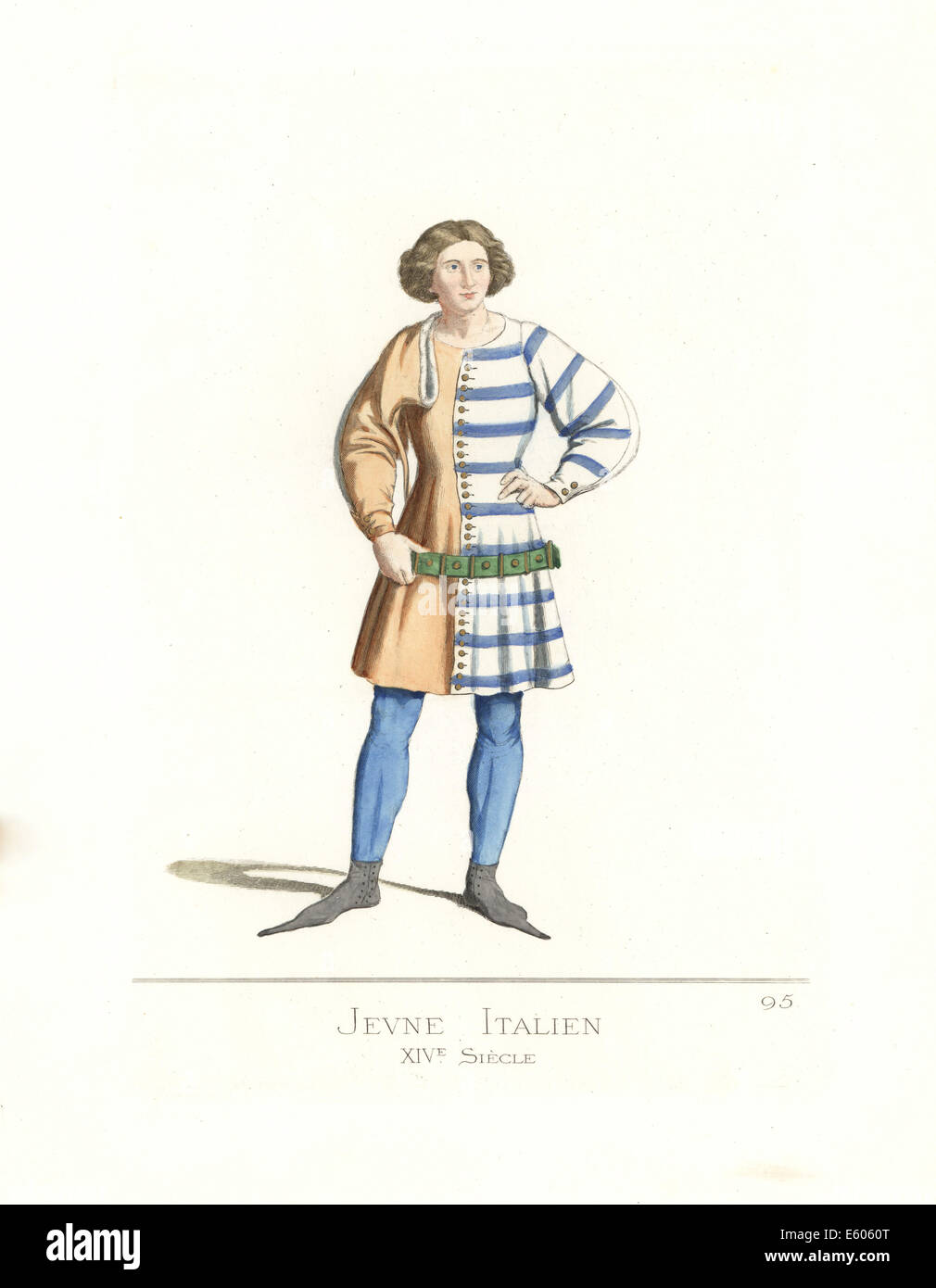 Costume d'un jeune homme italien, 14e siècle. Banque D'Images