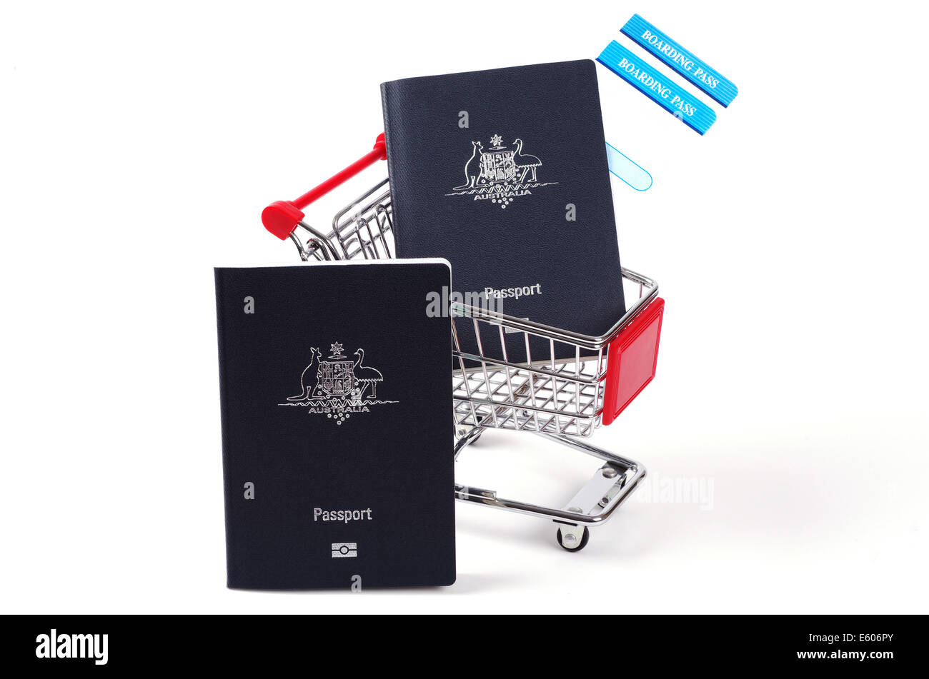 Deux passeports australiens et d'embarquement Banque D'Images