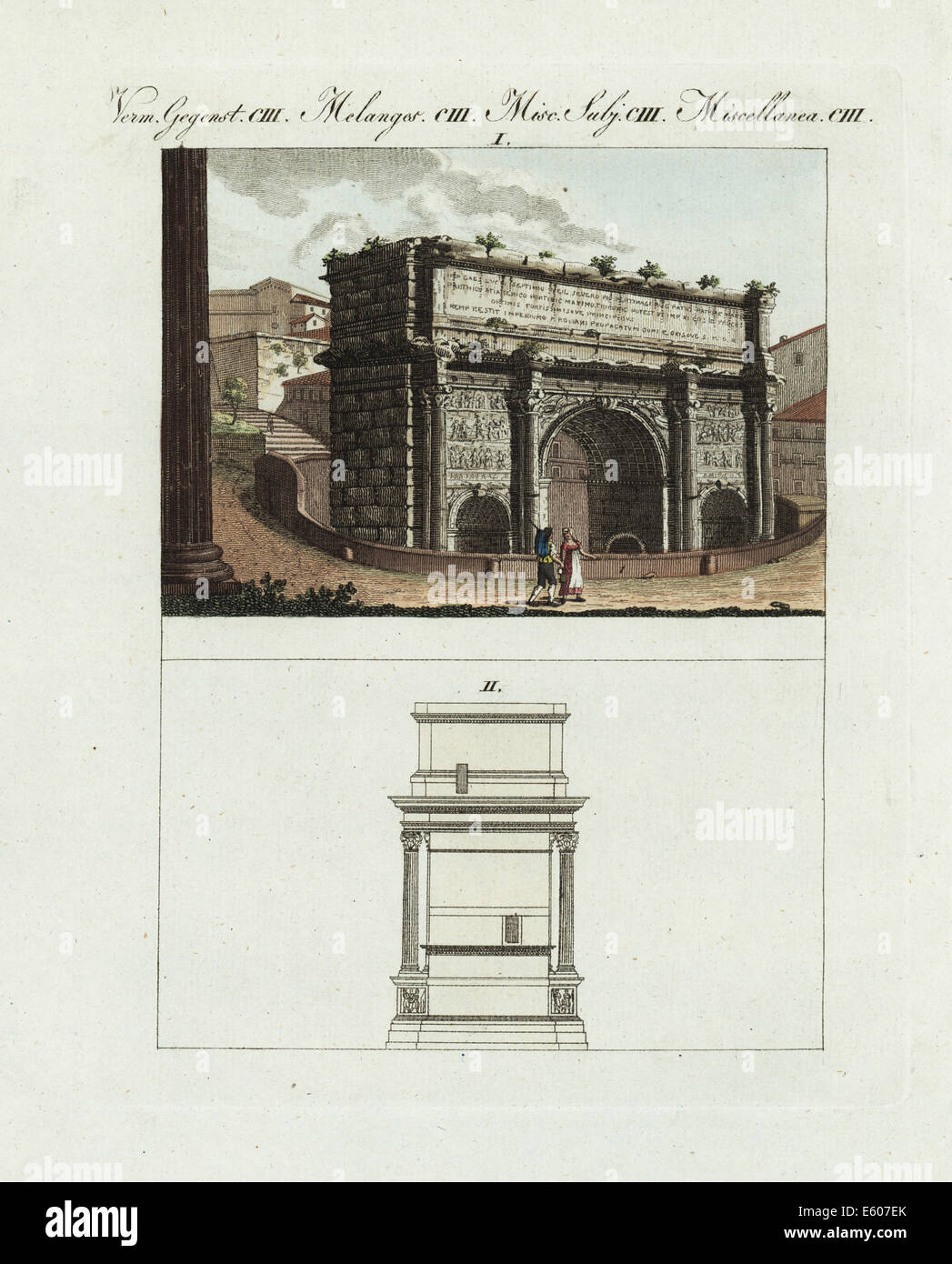 Arc de Septime Sévère, Rome, vers 1800. Banque D'Images