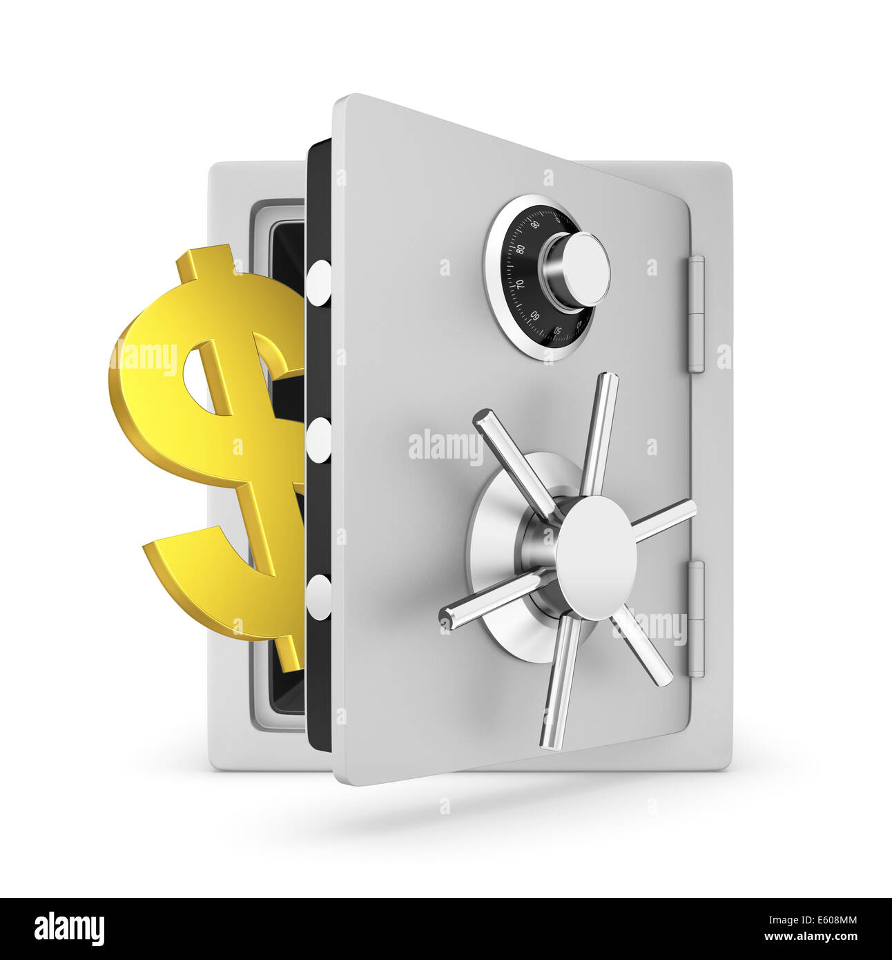 La porte du coffre ouvert avec le signe du dollar Banque D'Images