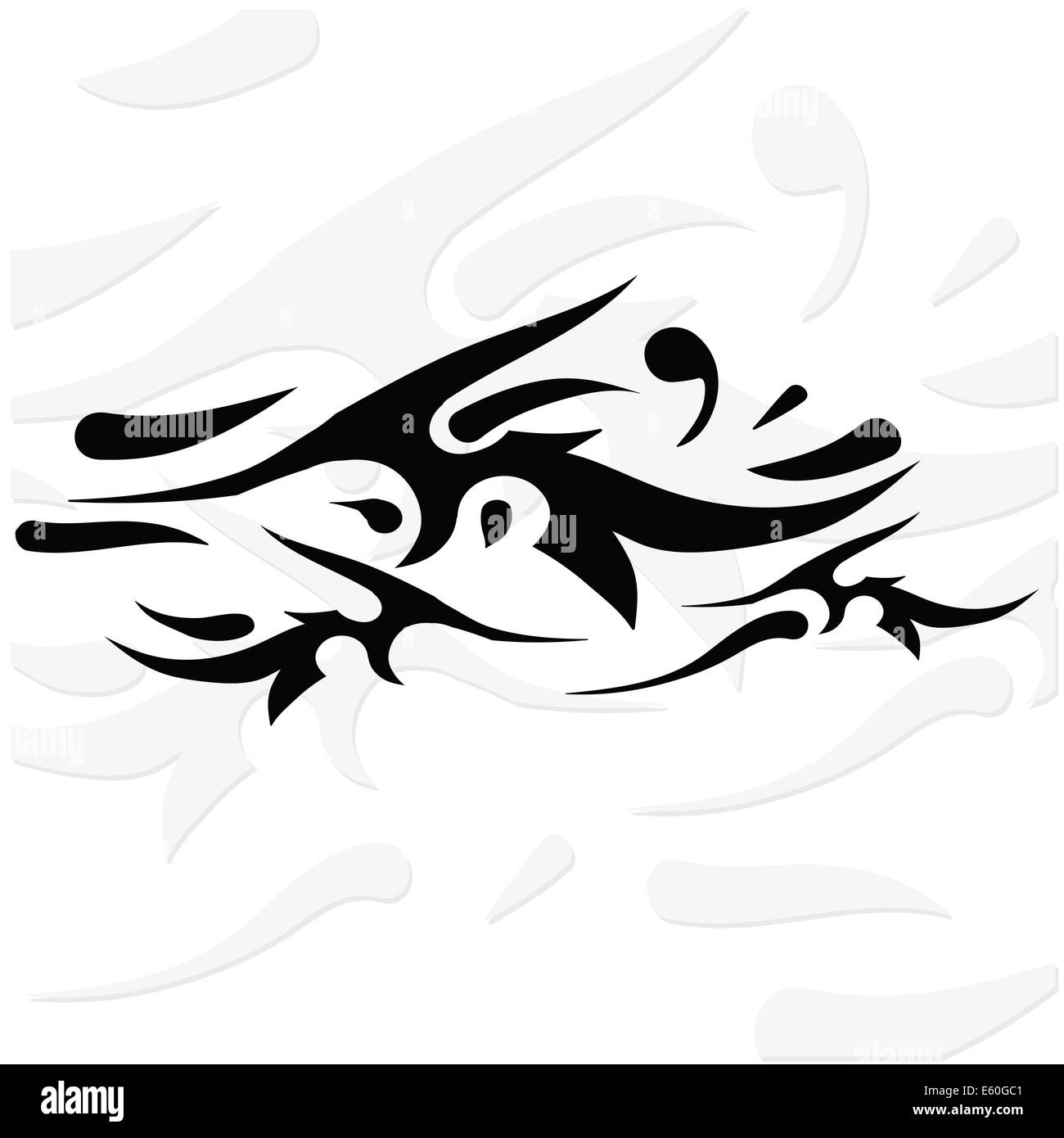 Illustration avec silhouette de tatouage sur un fond blanc pour votre conception Banque D'Images