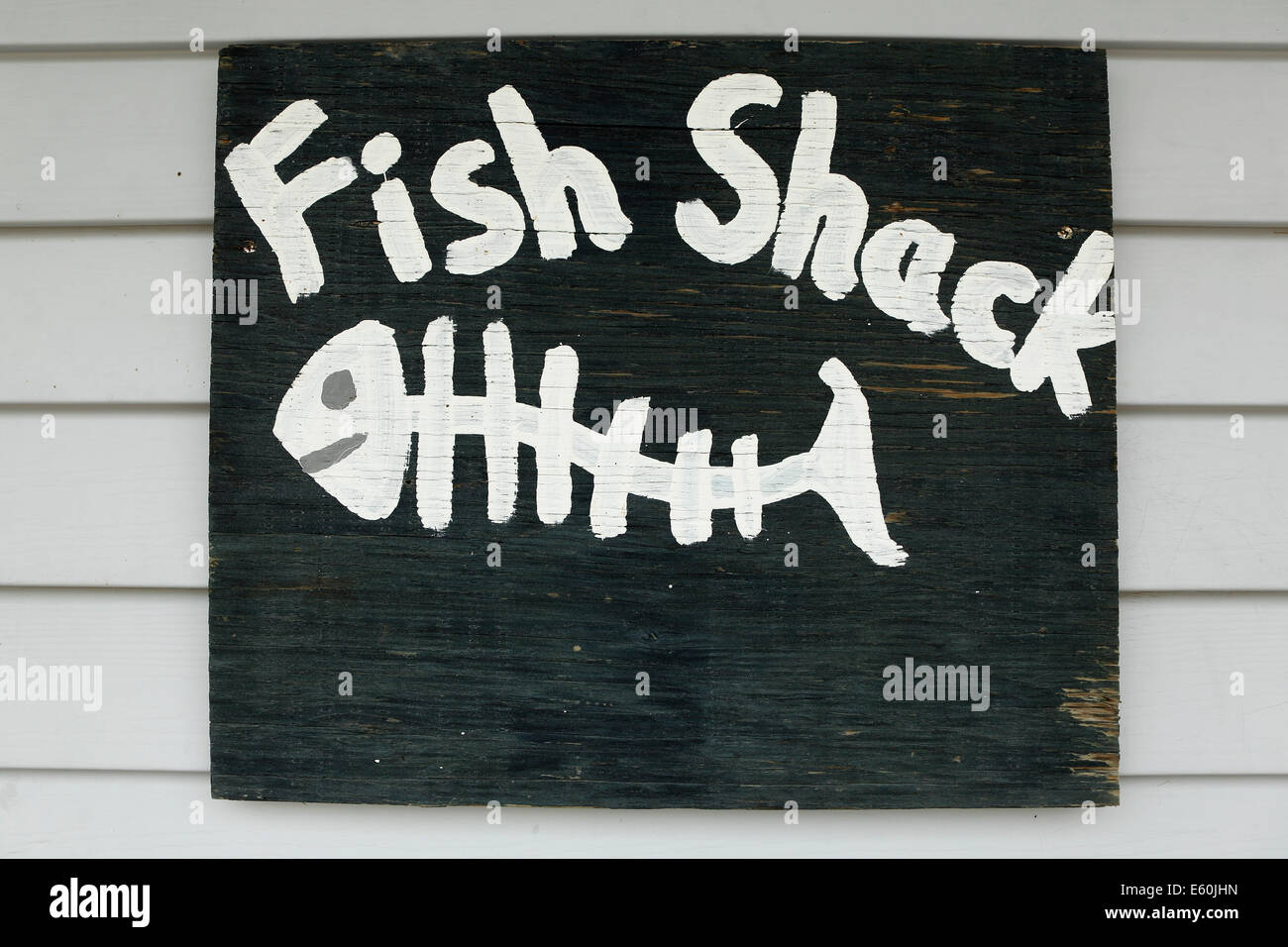 Un signe pour la Cabane à poisson à Missinipe, Saskatchewan, Canada. Banque D'Images