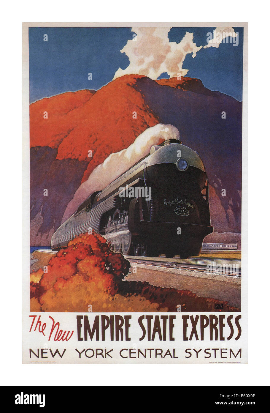 1930 vintage American Railway poster Empire State Express Banque D'Images