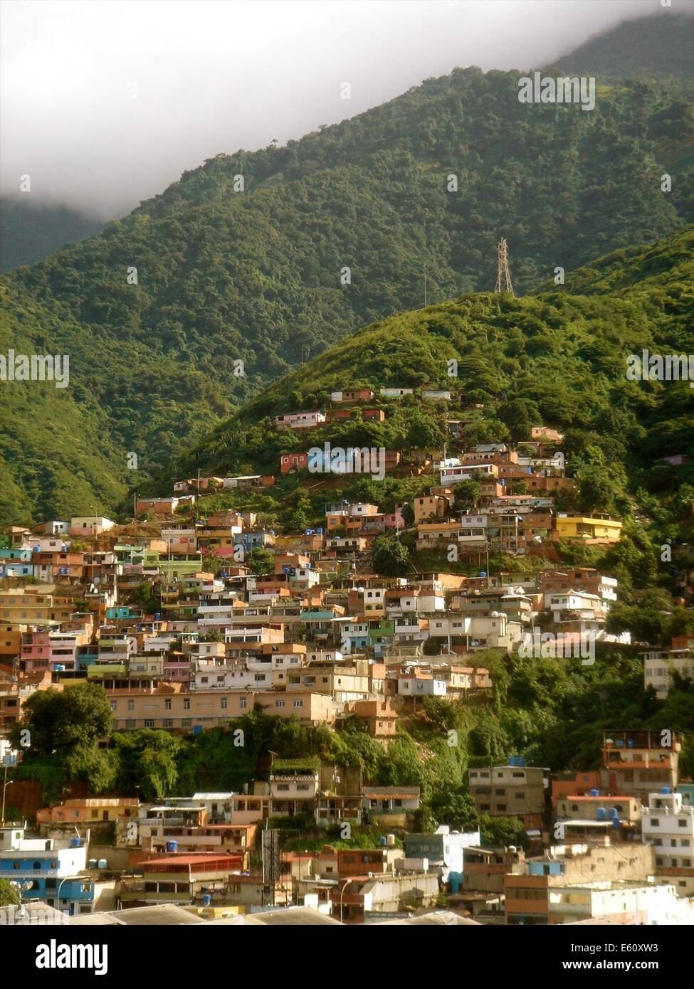 La colline des bidonvilles / favelas de la ville de port de La Guaira, près de Caracas, Venezuela Banque D'Images