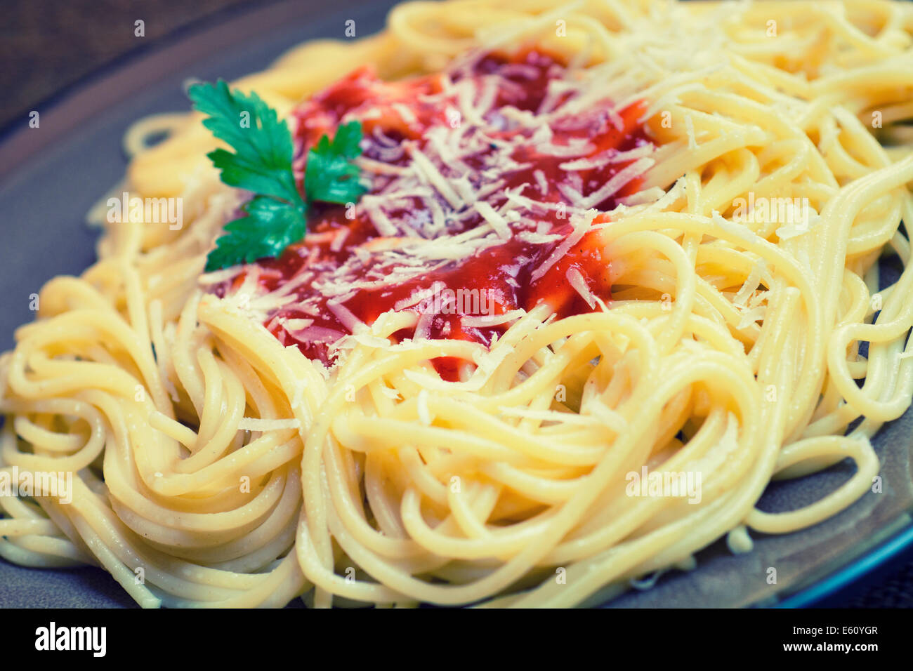 Spaghetti, sauce tomate, sauce pour pâtes Banque D'Images