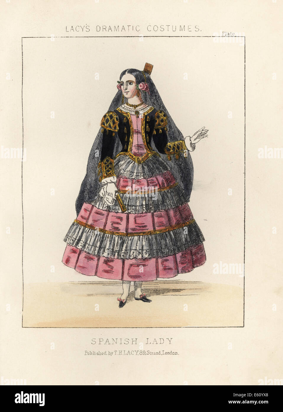 Costume d'une dame espagnole, 19e siècle. Banque D'Images