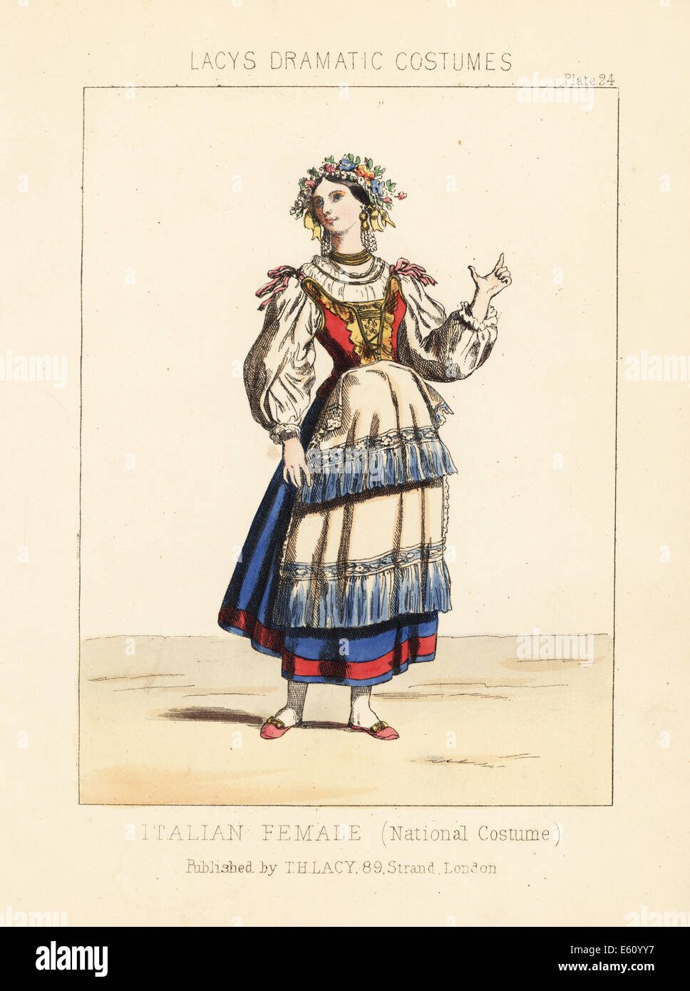 Femme italienne, costume national, 19e siècle. Banque D'Images