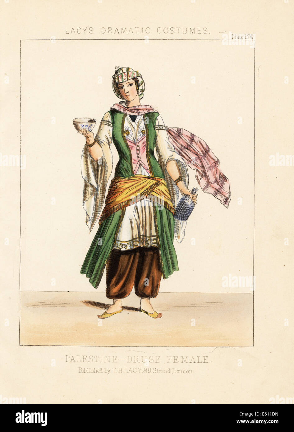 Costume de femme druze, Palestine, 19e siècle. Banque D'Images