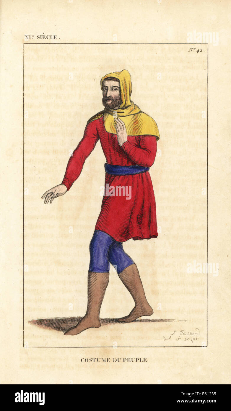 Costume de l'homme commun, 11ème siècle. Banque D'Images