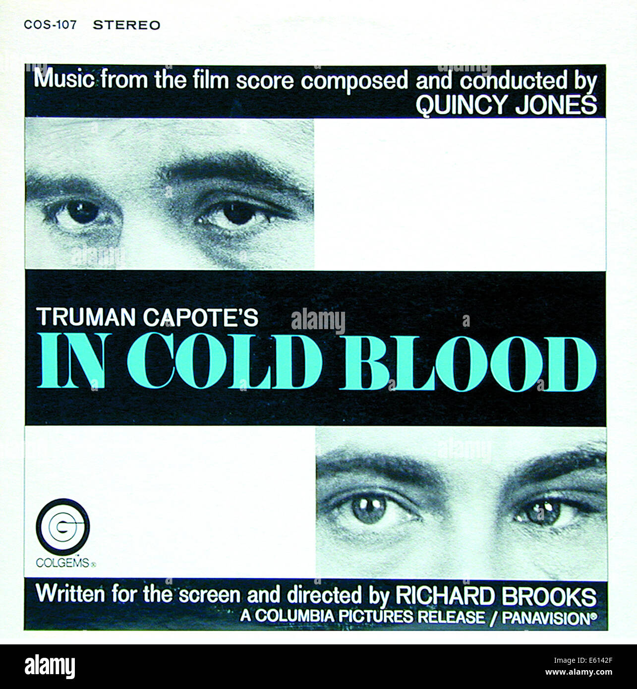 Couvrir de Soundtrack LP de "sang-froid', un film de 1967 basé sur le livre de Truman Capote du même nom. Banque D'Images