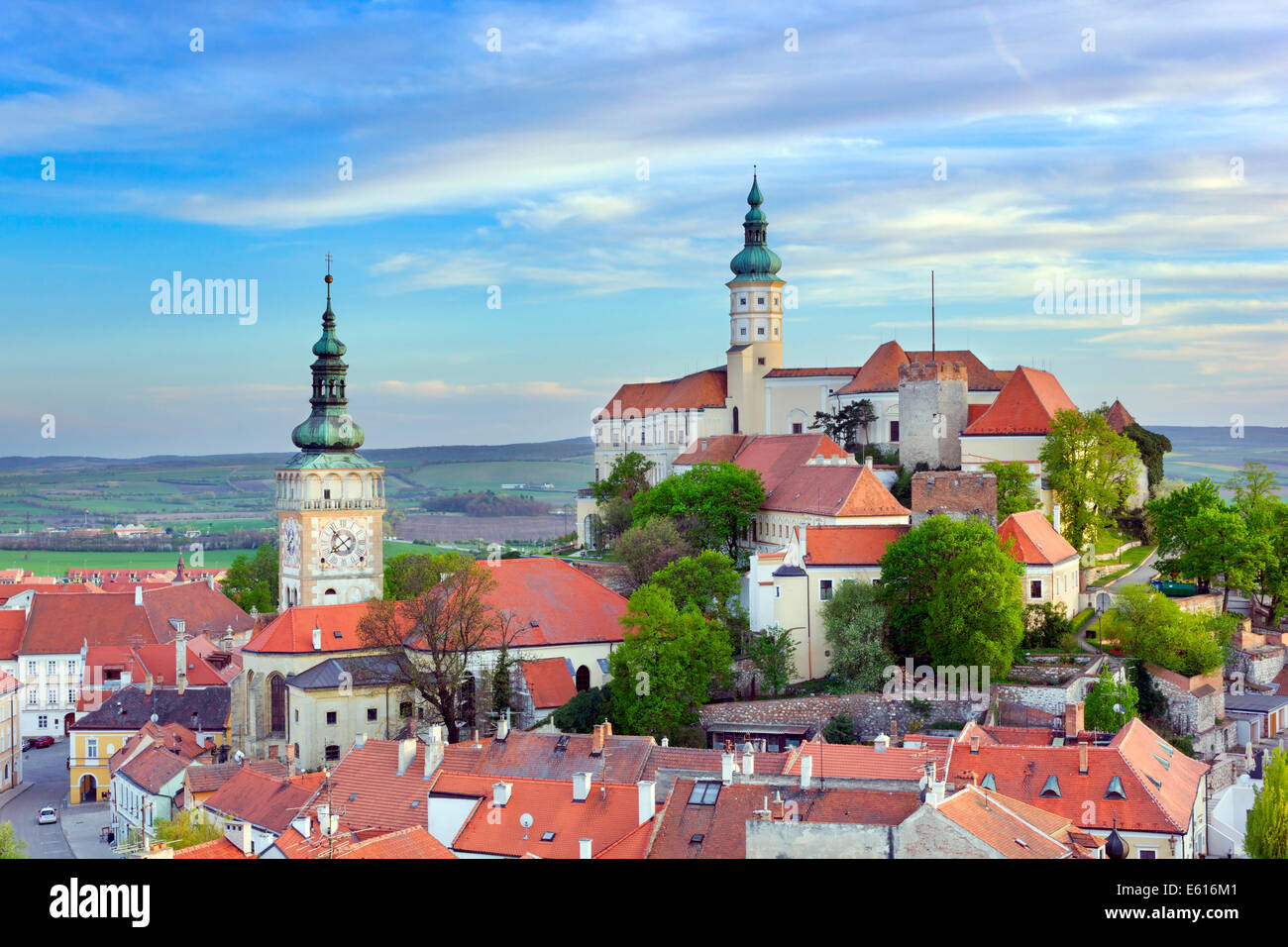 Paysage urbain, Mikulov, Breclav district, région Jihomoravsky, République Tchèque Banque D'Images