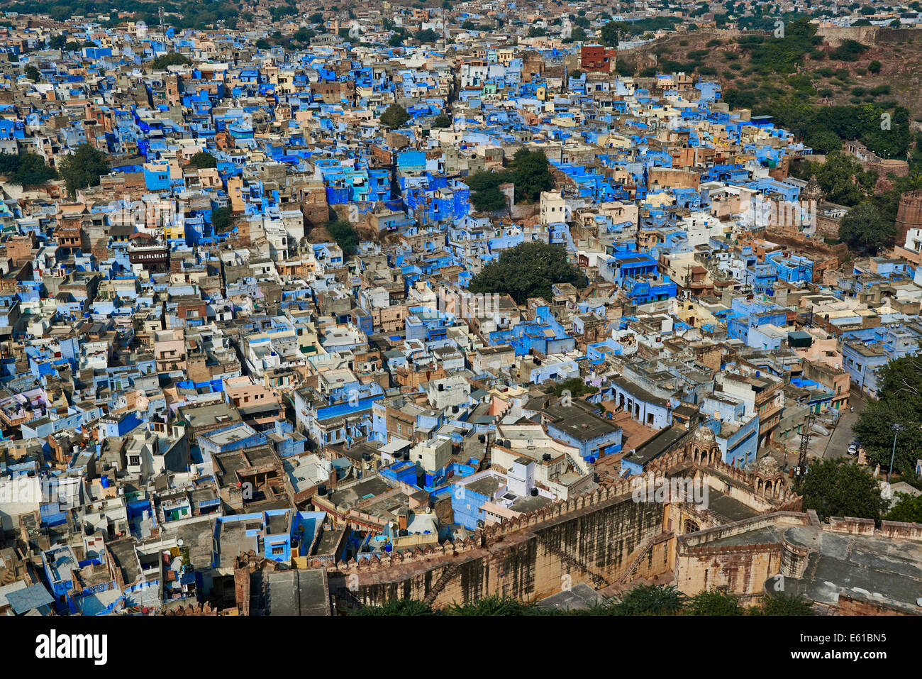 Vue aérienne de la ville bleue Jodhpur, Rajasthan, India Banque D'Images