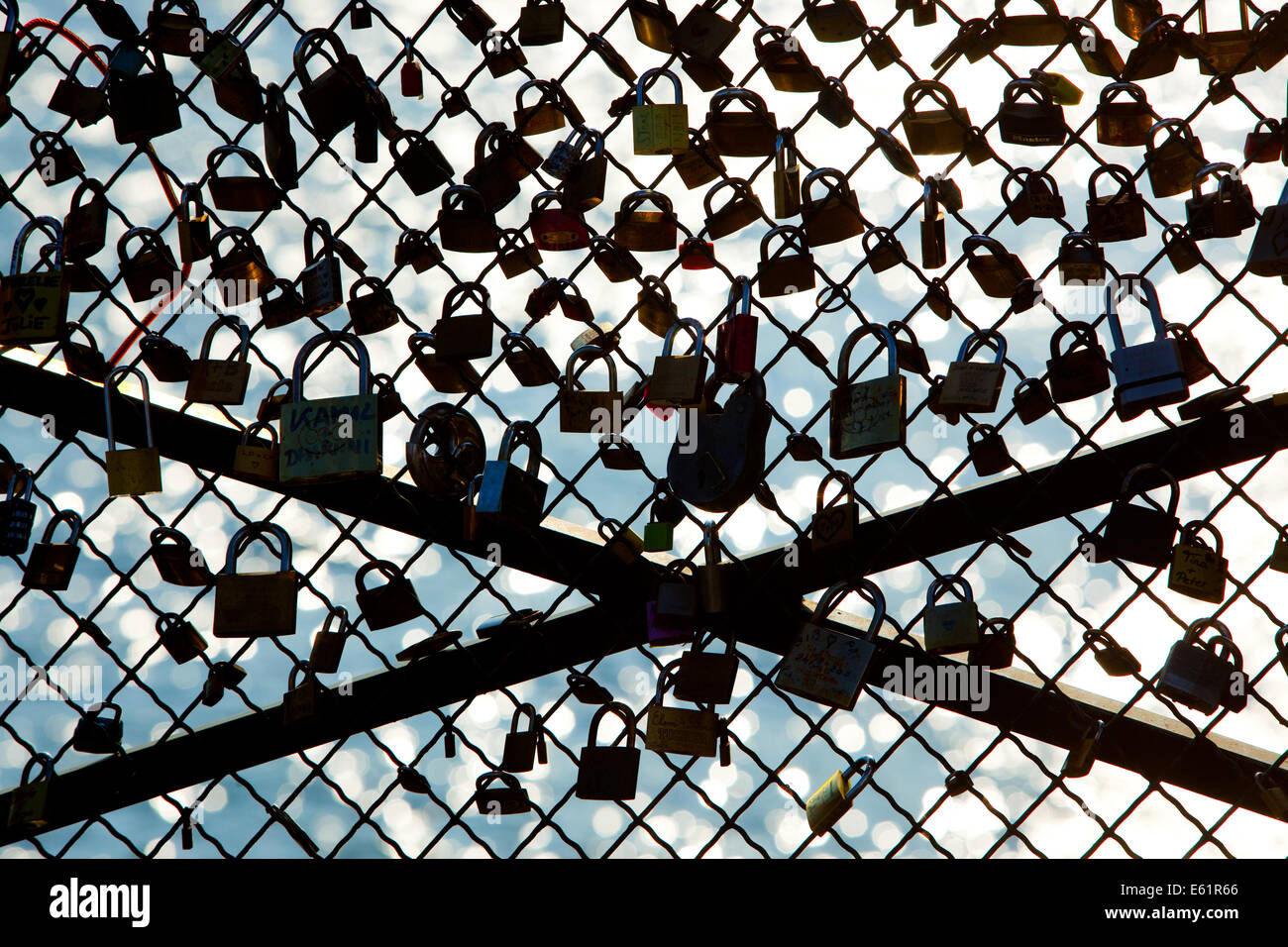 L'amour des verrous sur Pont des Arts, Paris, France Banque D'Images