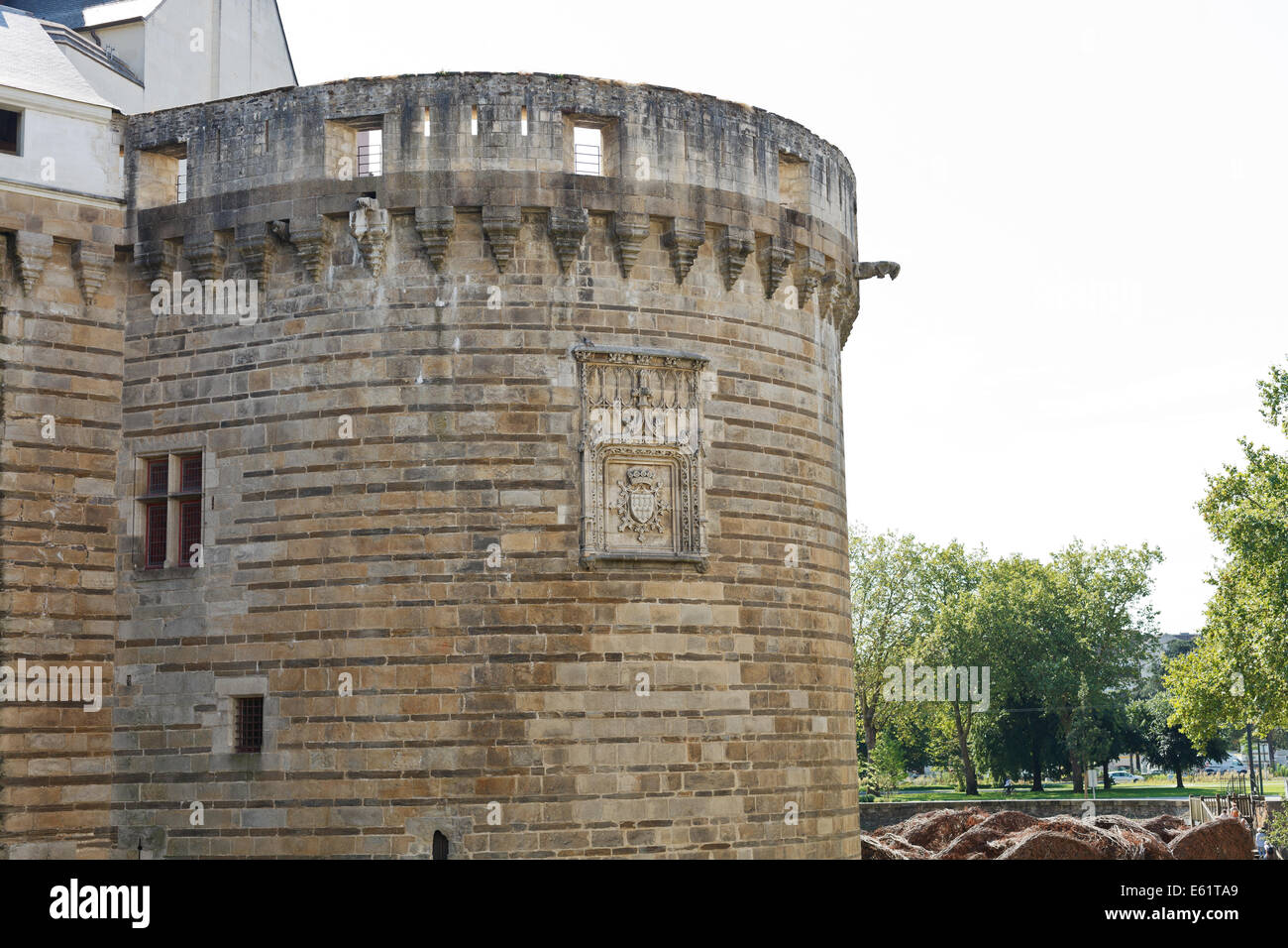 NANTES, FRANCE - 25 juillet 2014 : tour de château des Ducs de Bretagne à Nantes, France. Le château a servi de centre o Banque D'Images