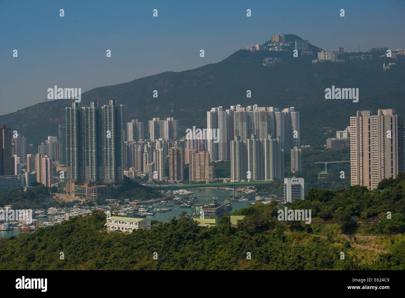 Les bâtiments de grande hauteur, Aberdeen, l'île de Hong Kong, Hong Kong, Chine Banque D'Images