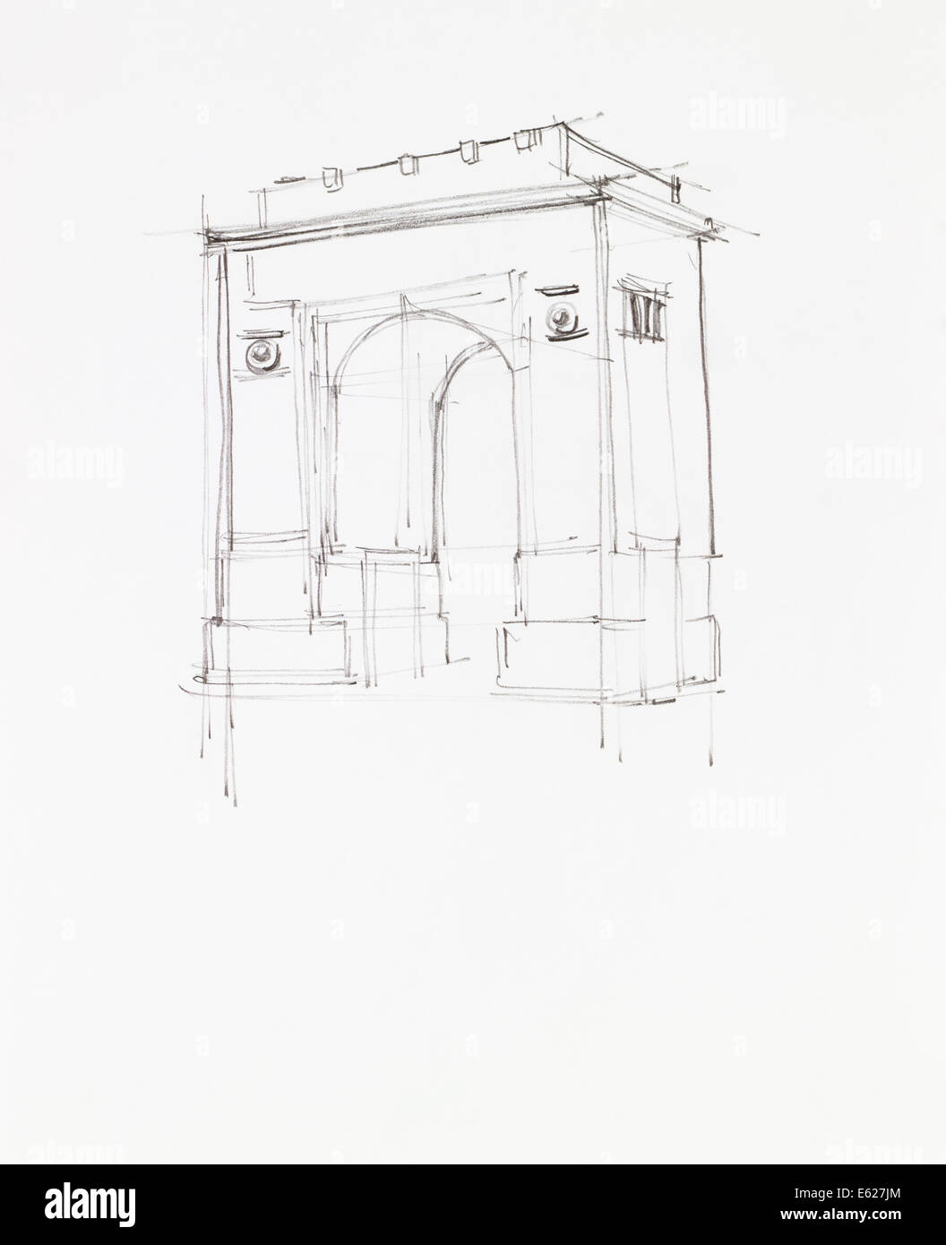 Main simple croquis de l'arc de triomphe de Bucarest, Roumanie Banque D'Images