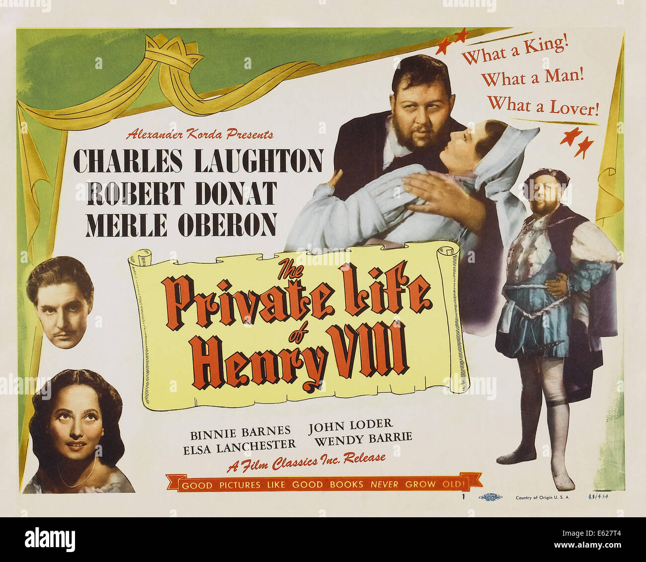 La VIE PRIVÉE D'HENRY VIII - avec Charles Laughton - Affiche - film réalisé par Alexander Korda - United Artists 1933 Banque D'Images