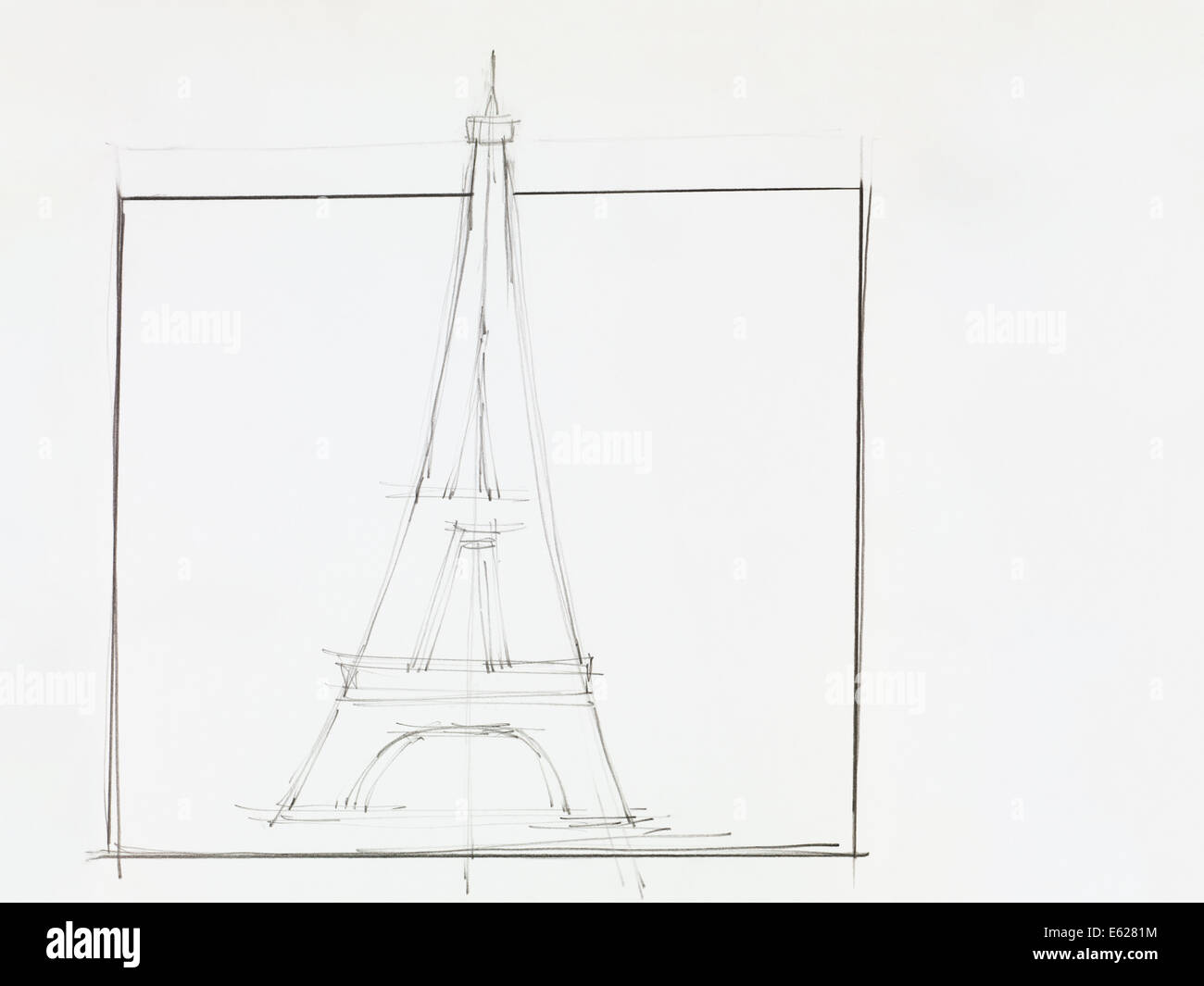 Croquis au crayon à la main de la tour Eiffel Photo Stock - Alamy