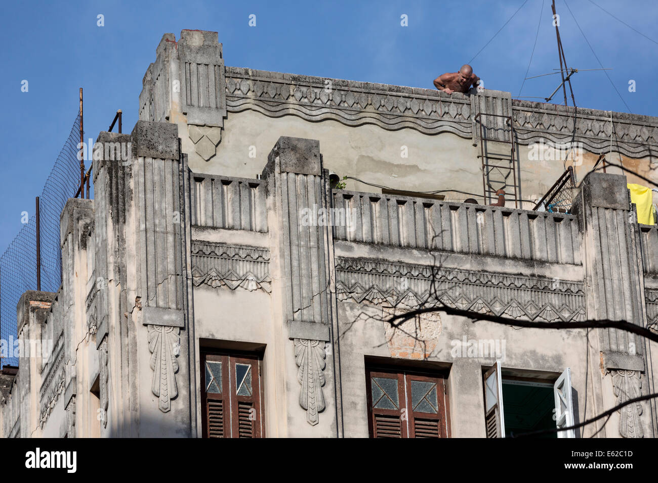 Immeuble Art déco, La Havane, Cuba Banque D'Images