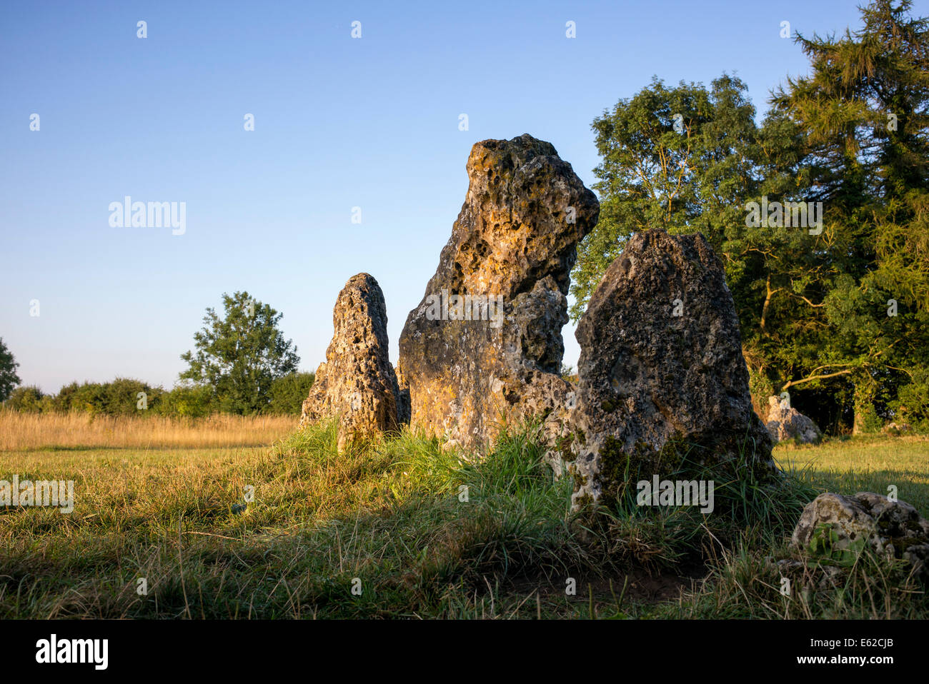 Le Rollright stones au lever du soleil. Oxfordshire, Angleterre Banque D'Images