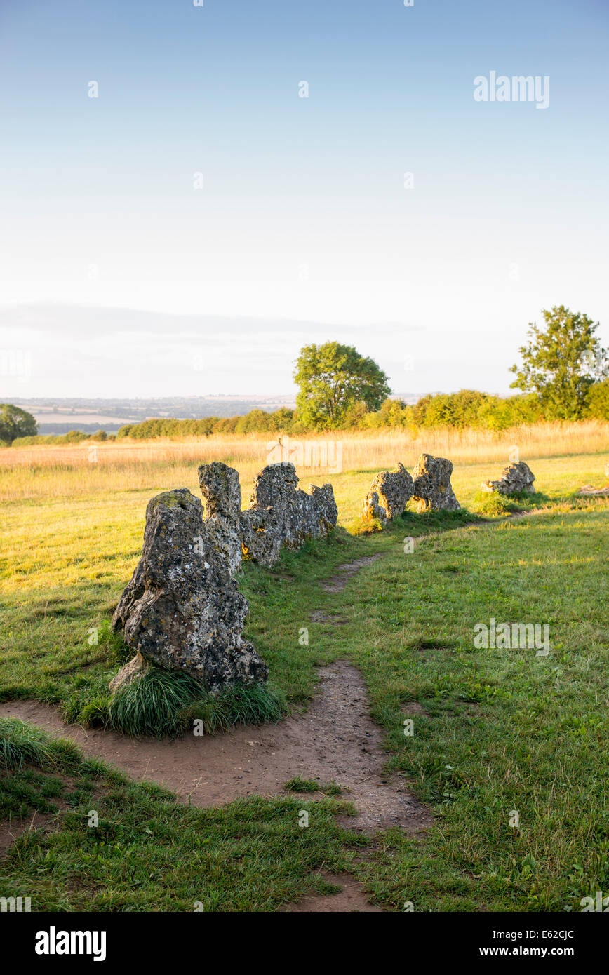 Le Rollright stones au lever du soleil. Oxfordshire, Angleterre Banque D'Images