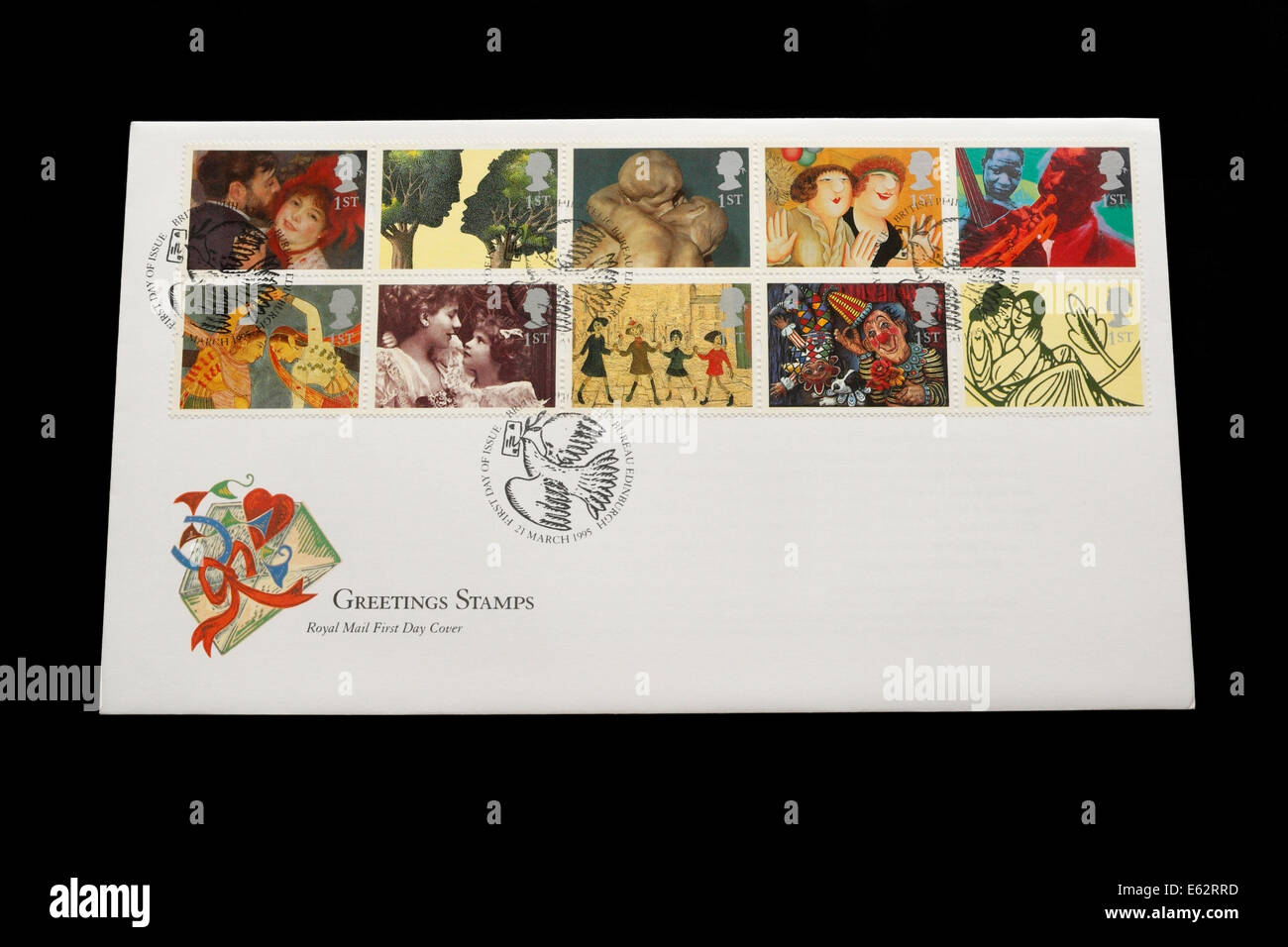 Lettre commémorative du premier jour, British stamps Greetings timbre collection passe-temps Banque D'Images