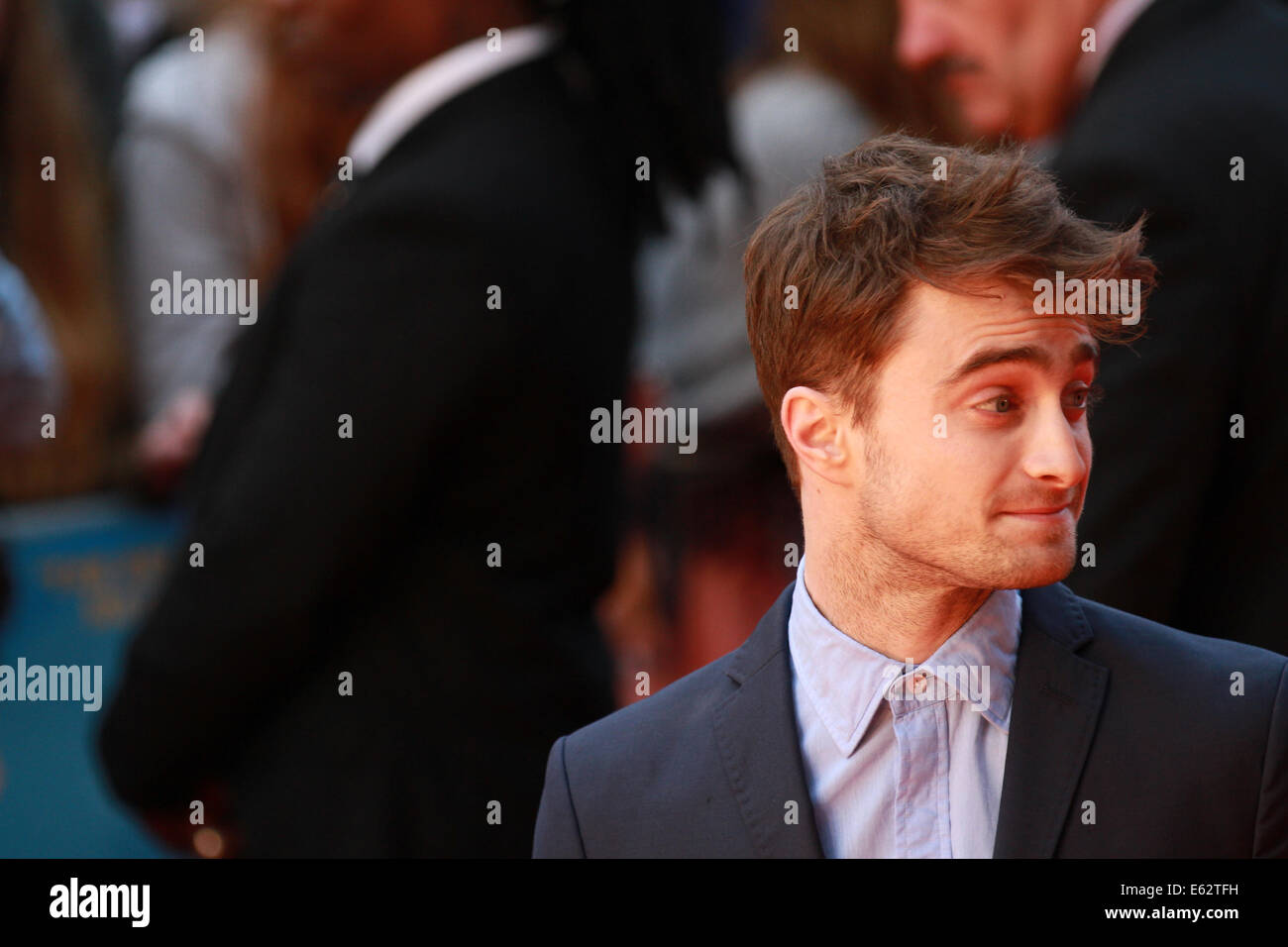 Londres, Royaume-Uni, le 12 août 2014. Daniel Radcliffe assiste à la première UK de ce que si, à l'Odeon West End à Londres, Royaume-Uni. Banque D'Images