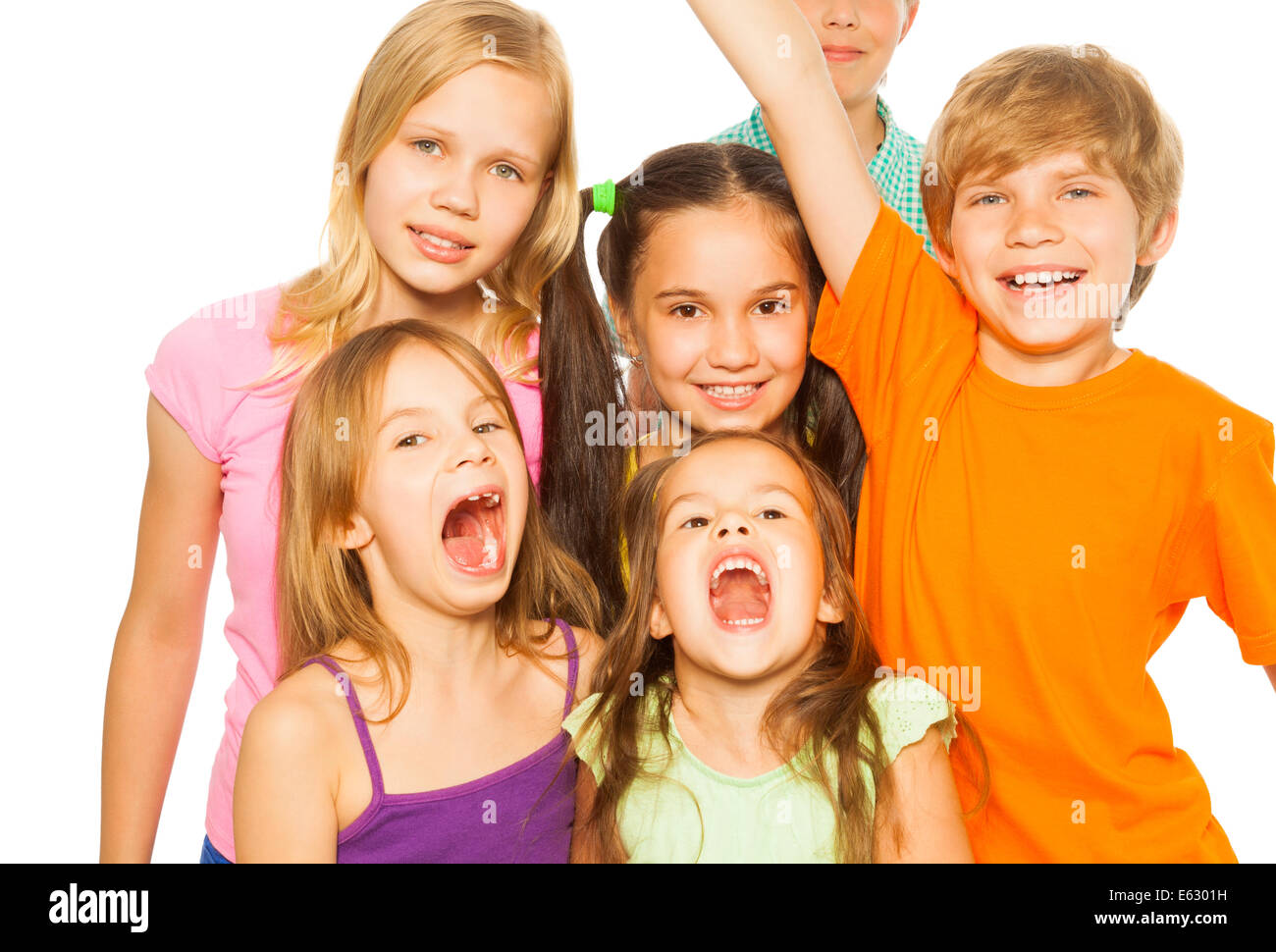 Six jolis kids Standing together Banque D'Images