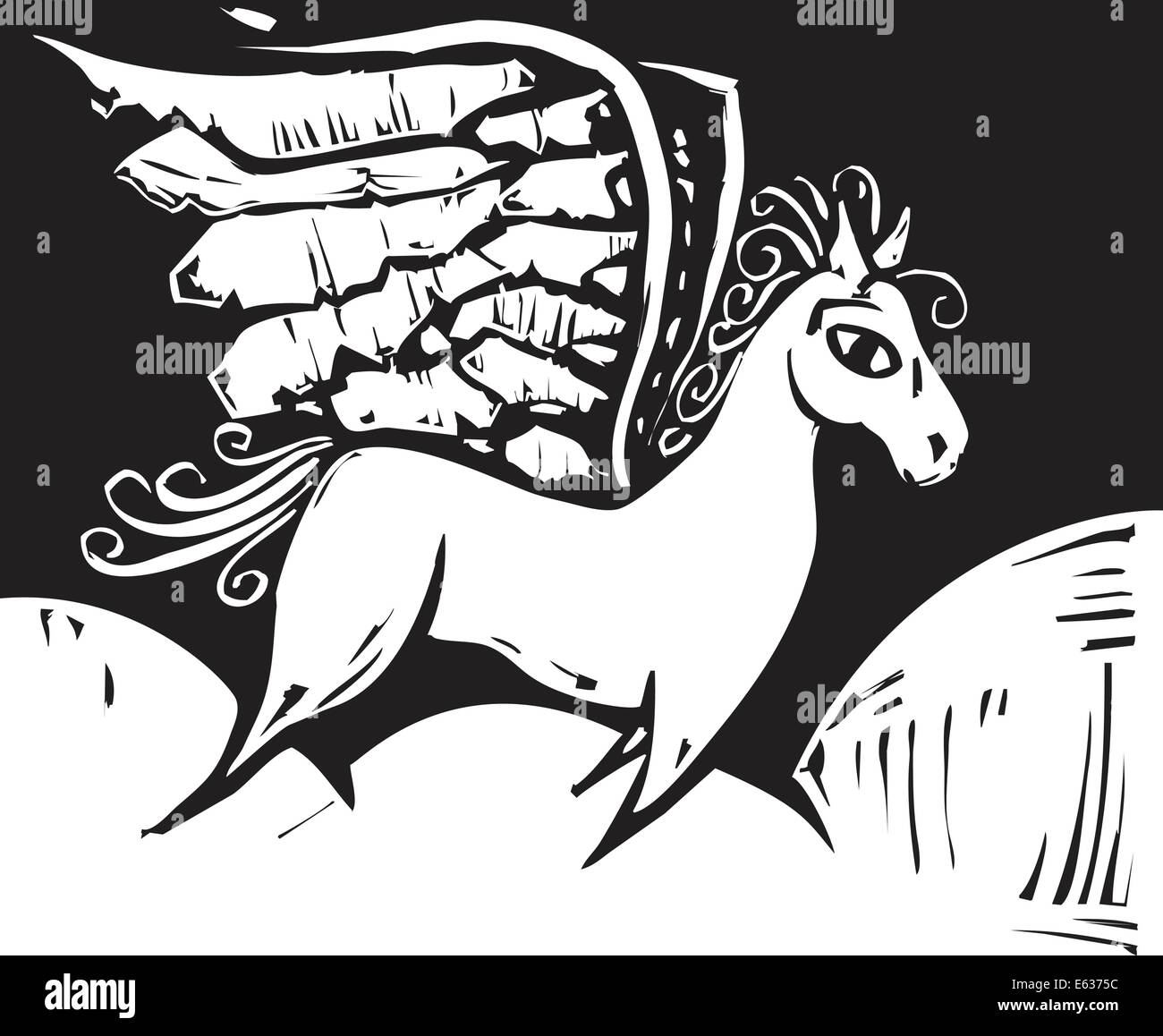 Grecian mythique Pegasus le cheval avec des ailes Illustration de Vecteur