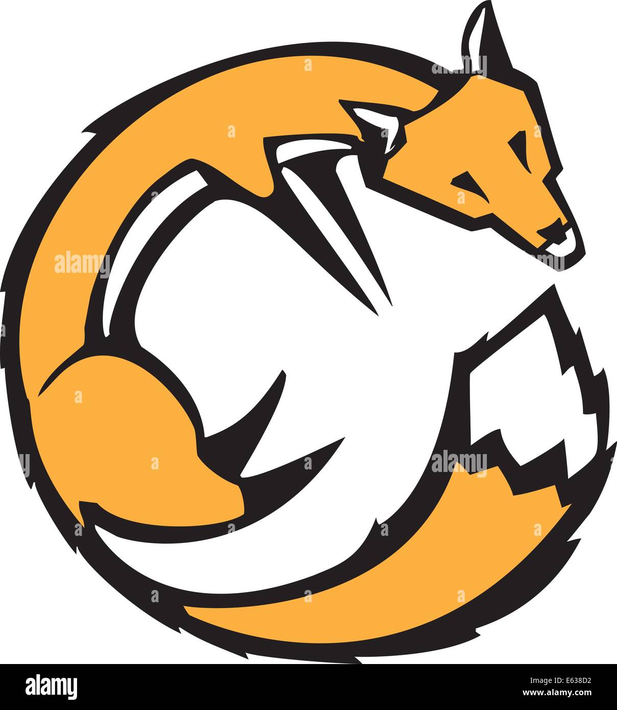 Simple image de red fox enroulée sur la queue. Illustration de Vecteur